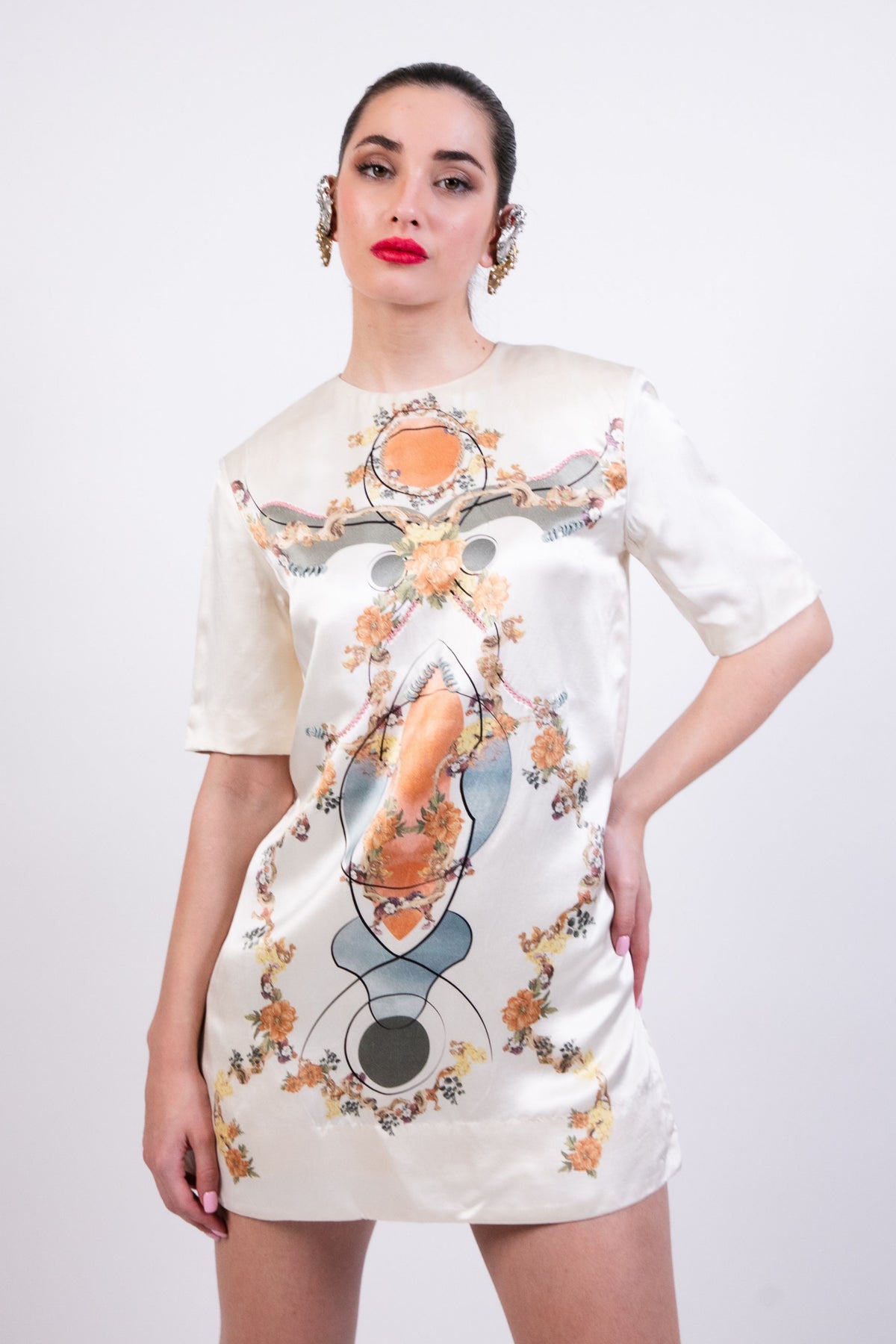 Vintage Printed Silk Dress