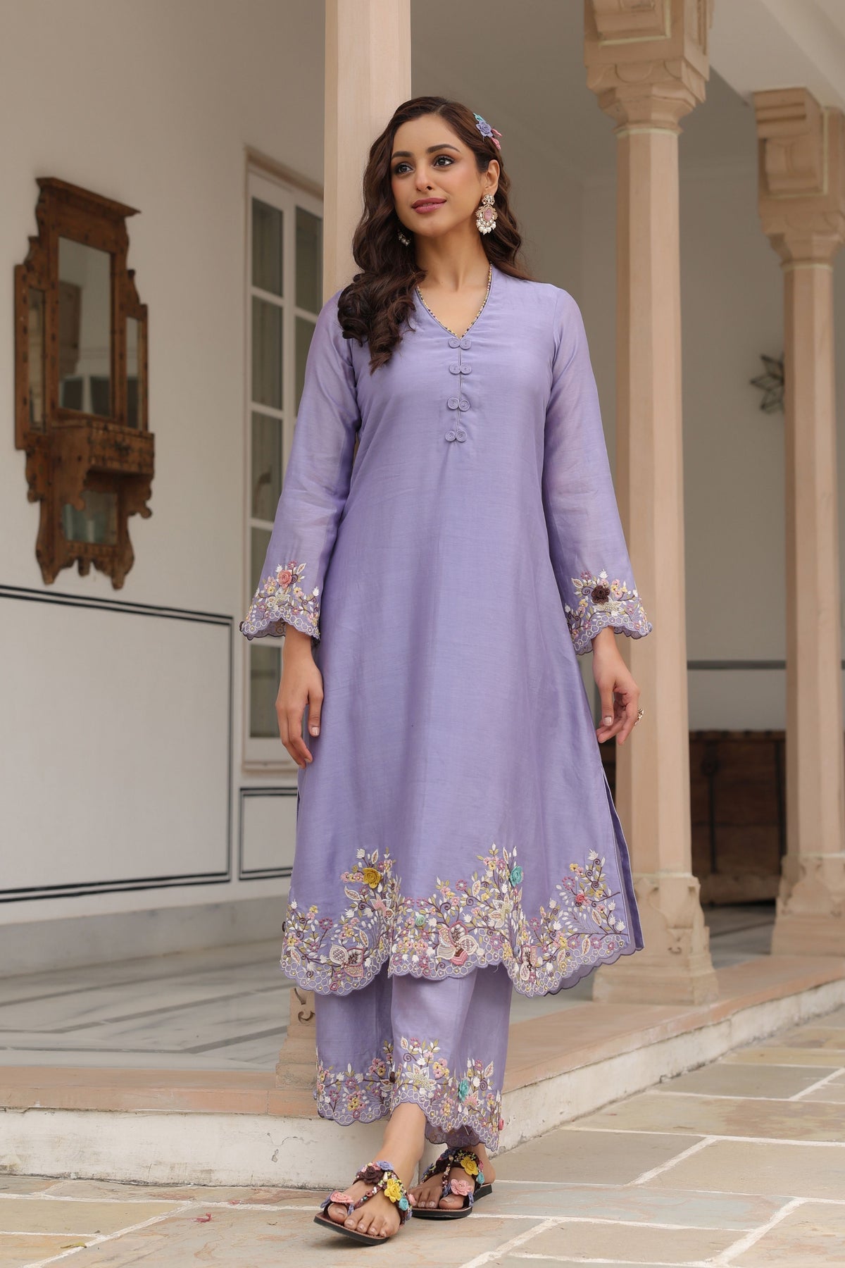 Gulzar Lilac Scallop Kurta Set