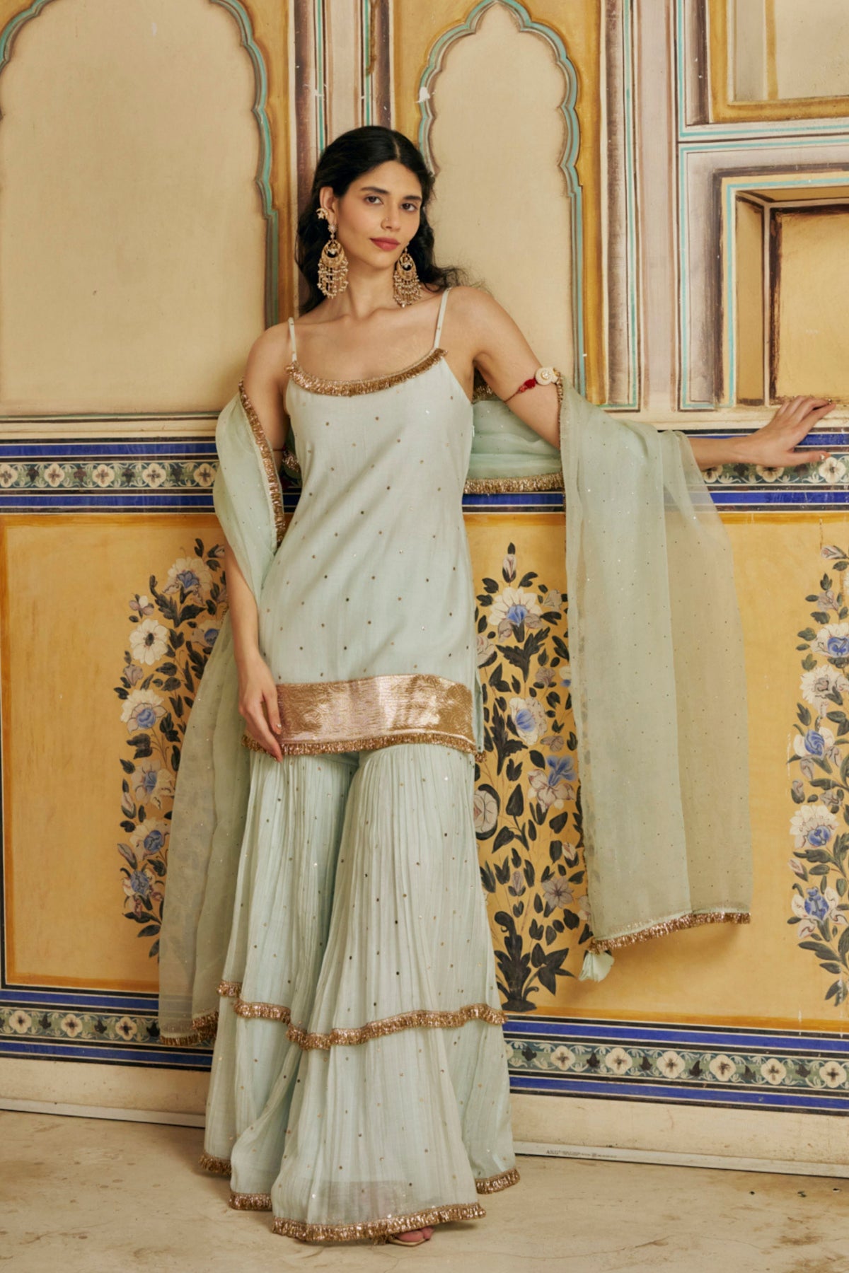 Seafoam Spaghetti Sharara Set