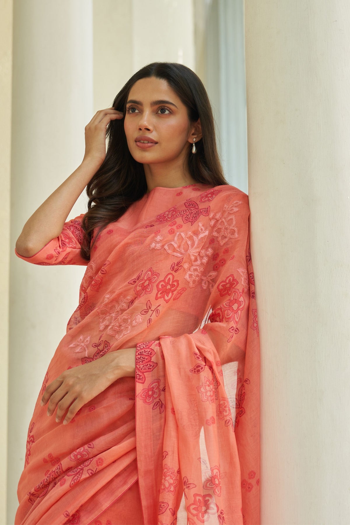 Hibiscus Floral Applique Saree