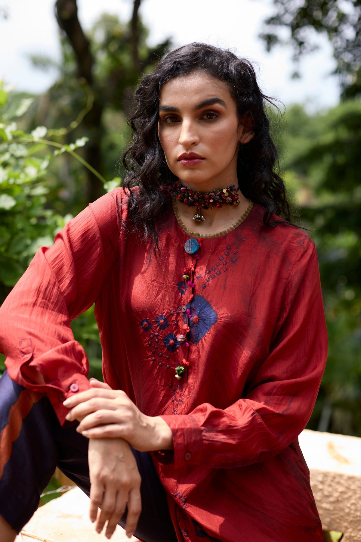 Orange Tie-dye Tunic Set