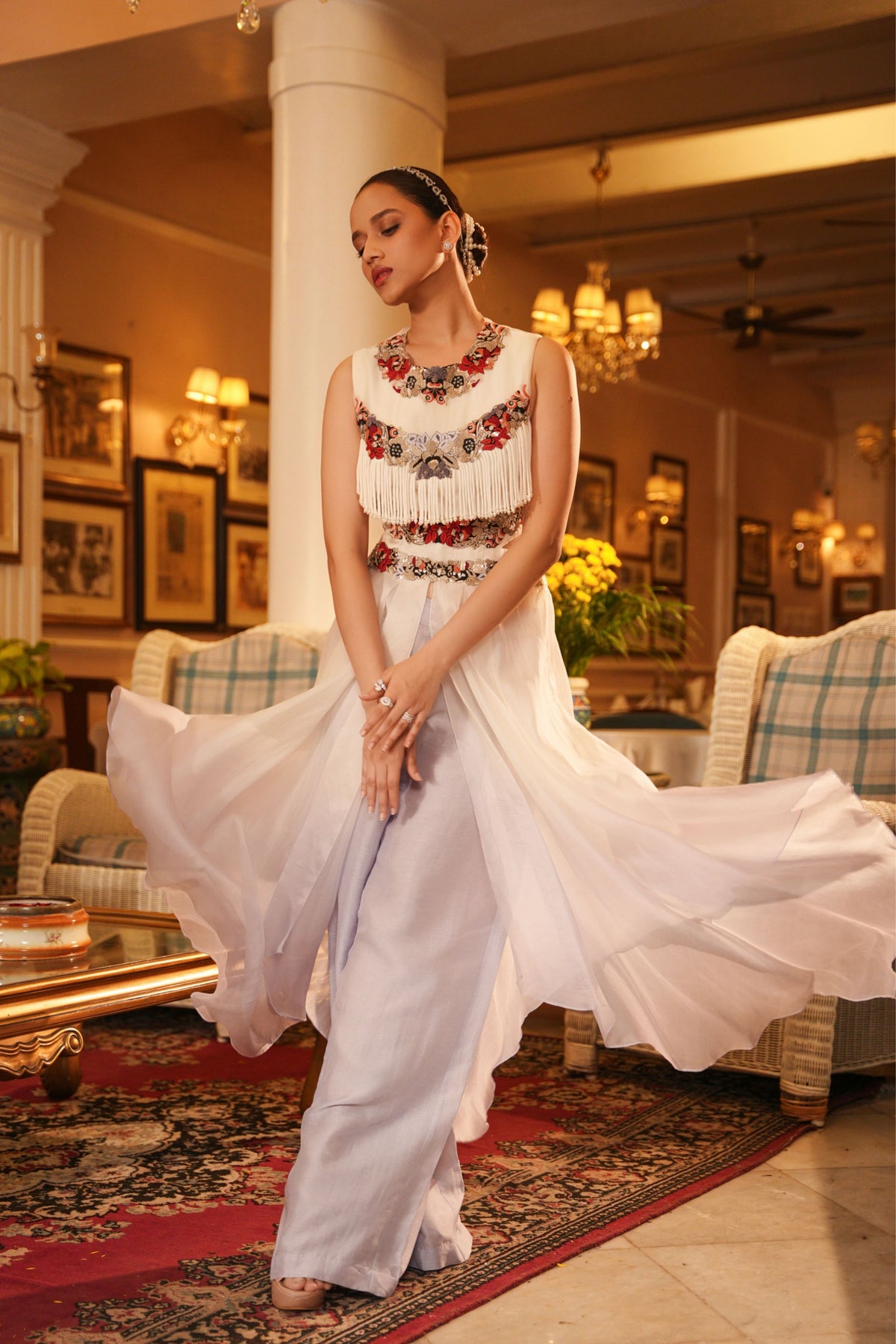 Hand Embroidered Drape Shaded Tunic
