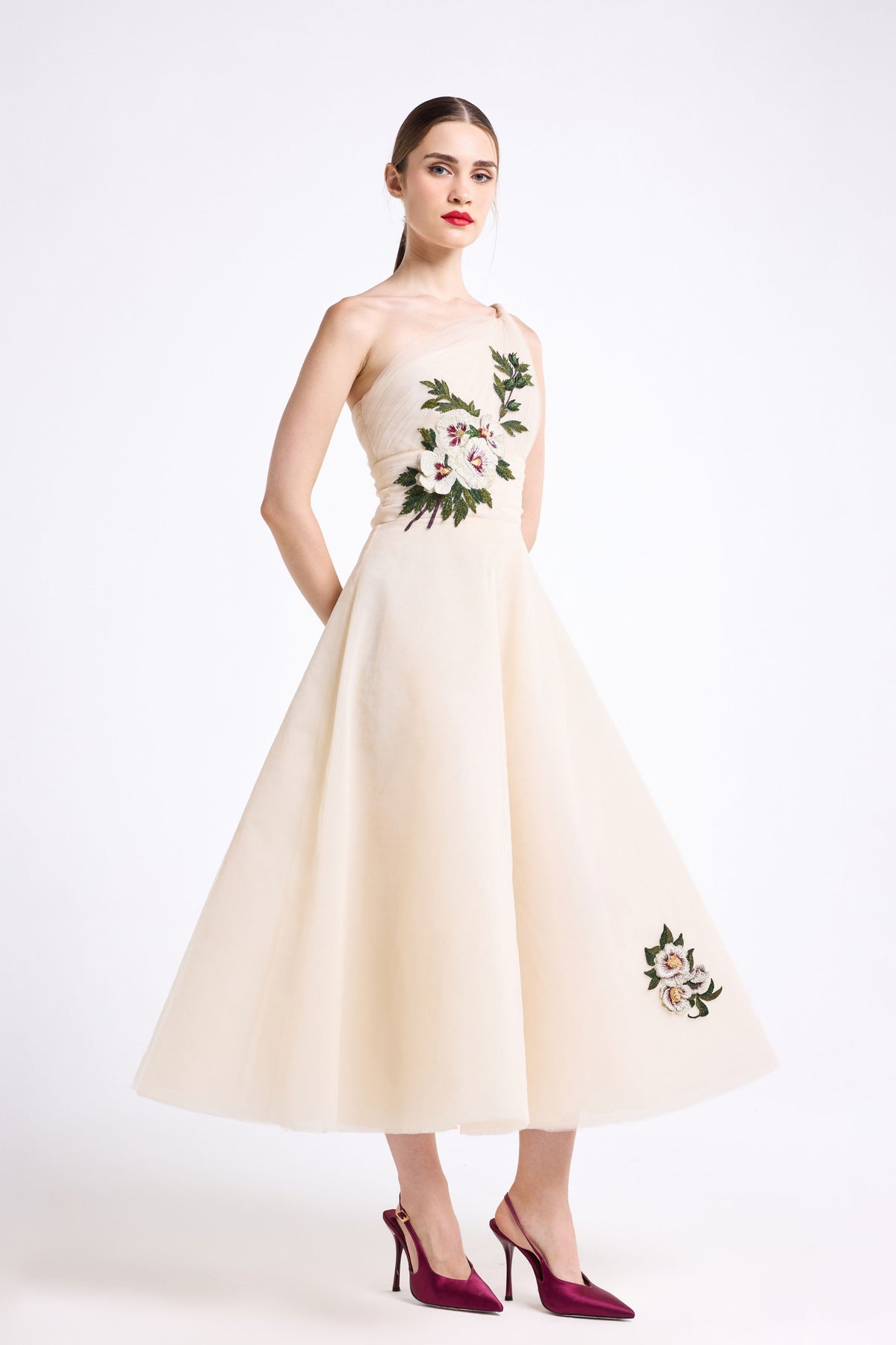 Twisted Strap Draped Midi