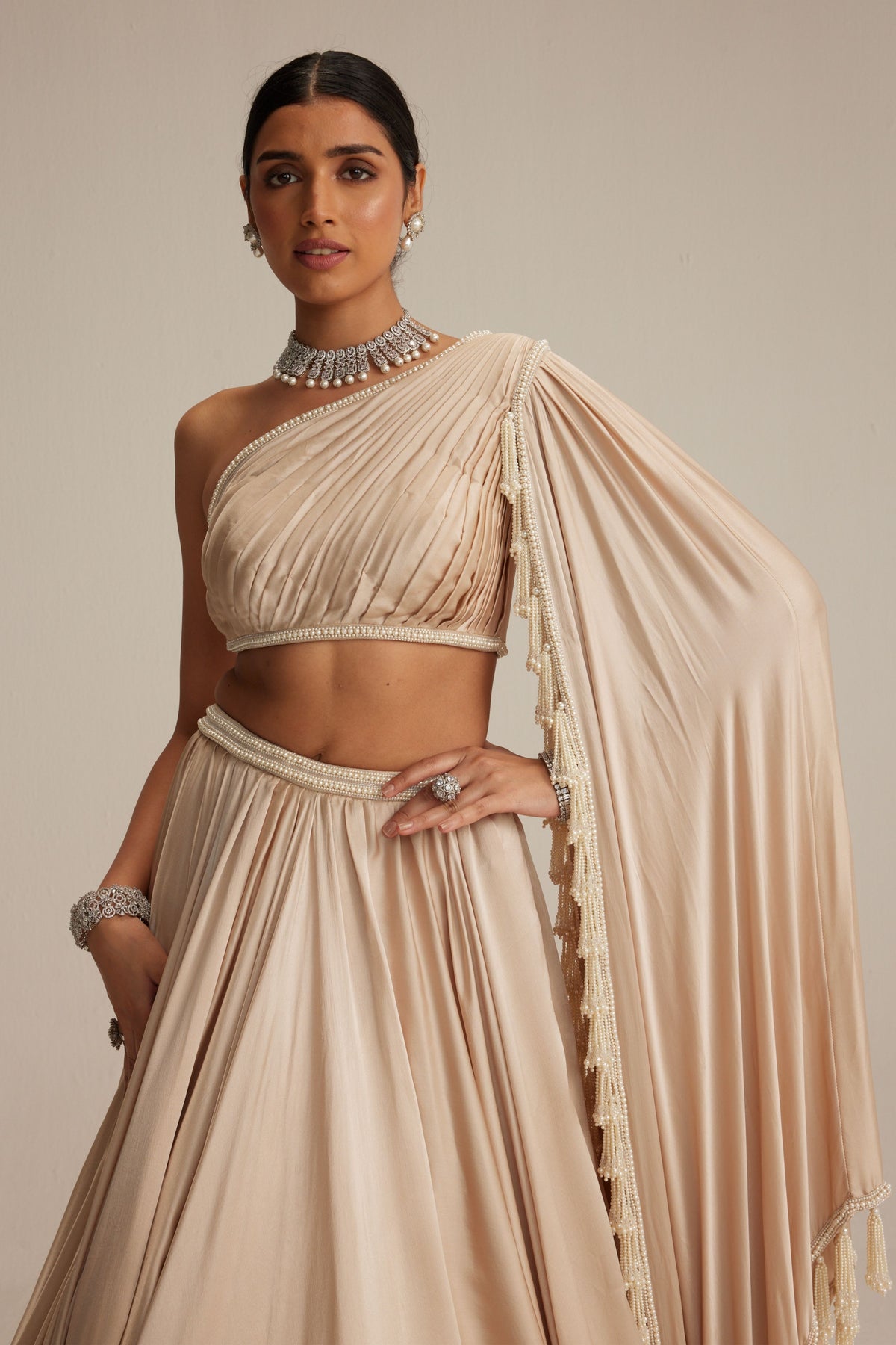 Light Beige Lehenga Set