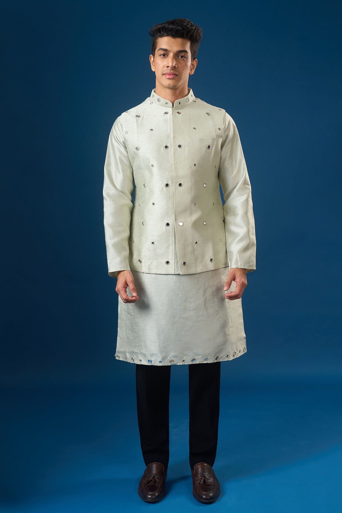 Sage Green Kurta-bundi Set