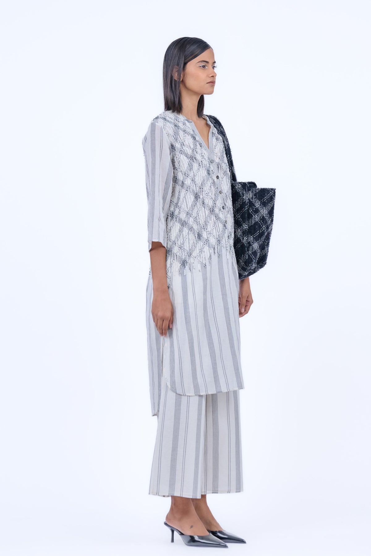 Ecru Frayed Kurta