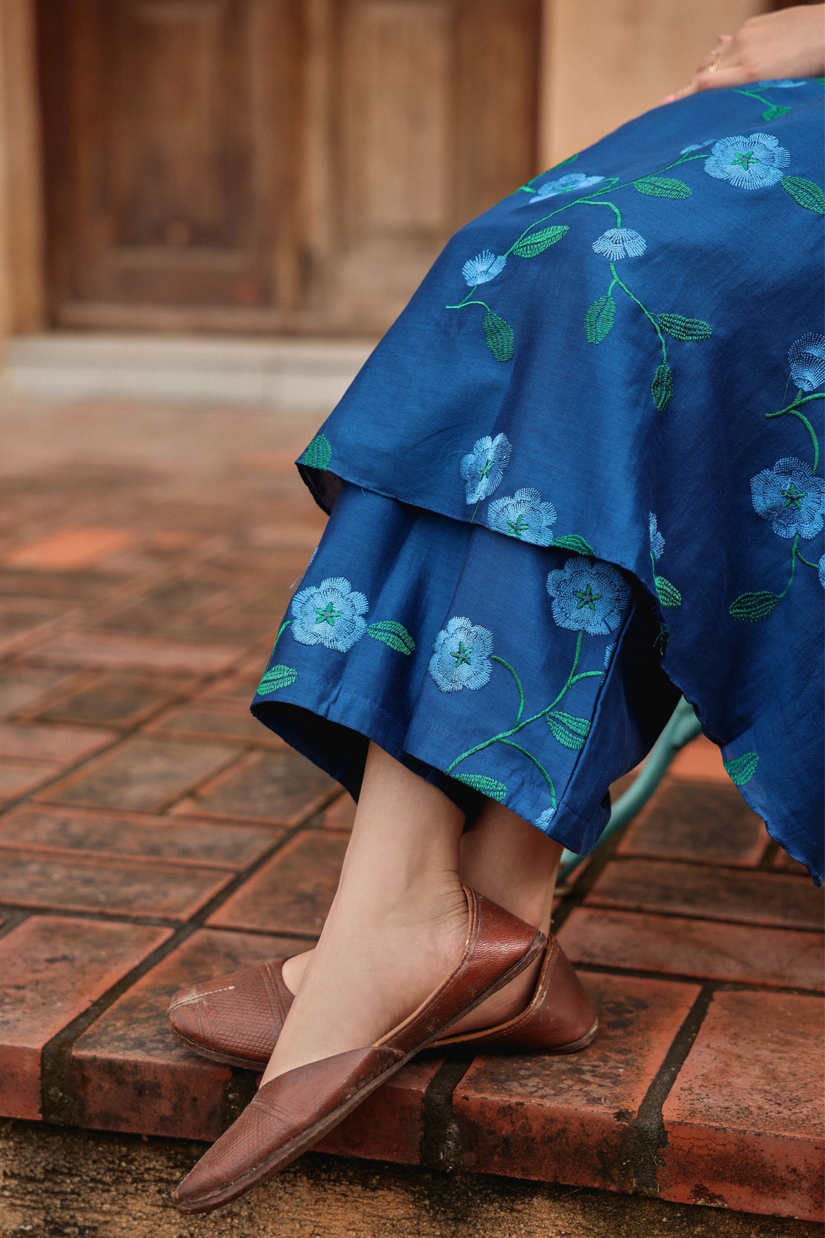 Indigo Bloom Embroidered Kurta Set