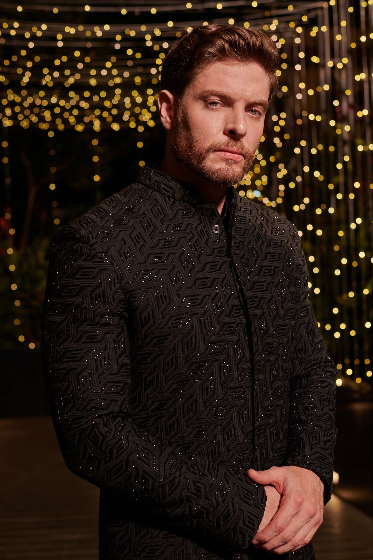 Jet Black Sherwani Set