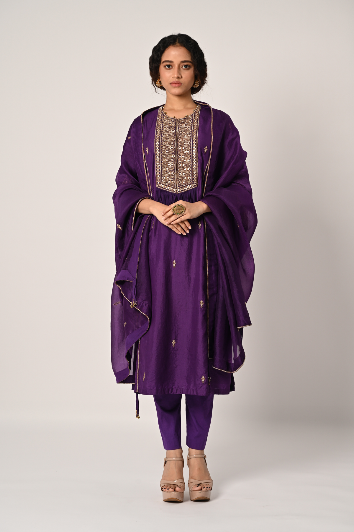Purple Princess Cut Kurta Set