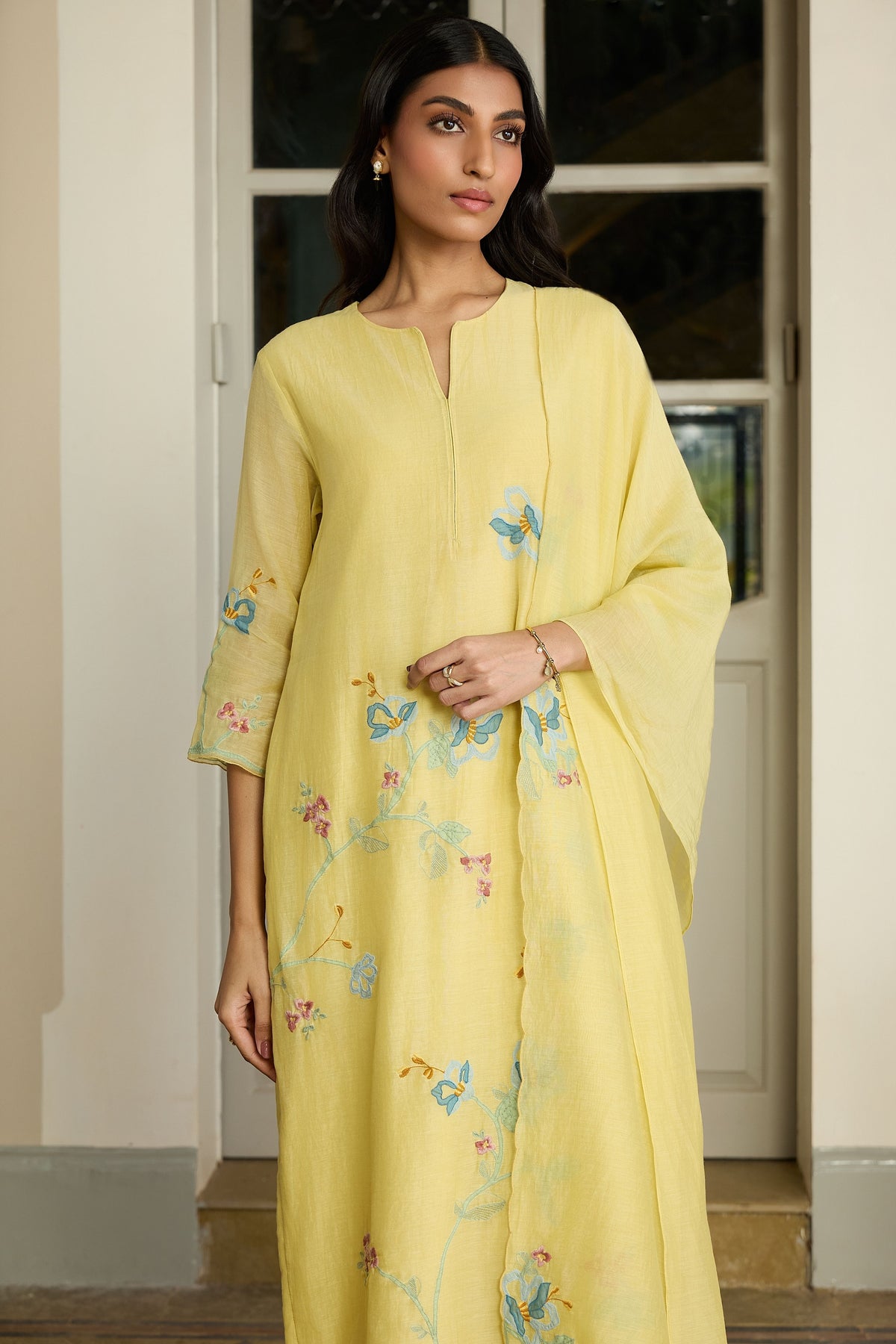 Lemon Applique Kurta Set