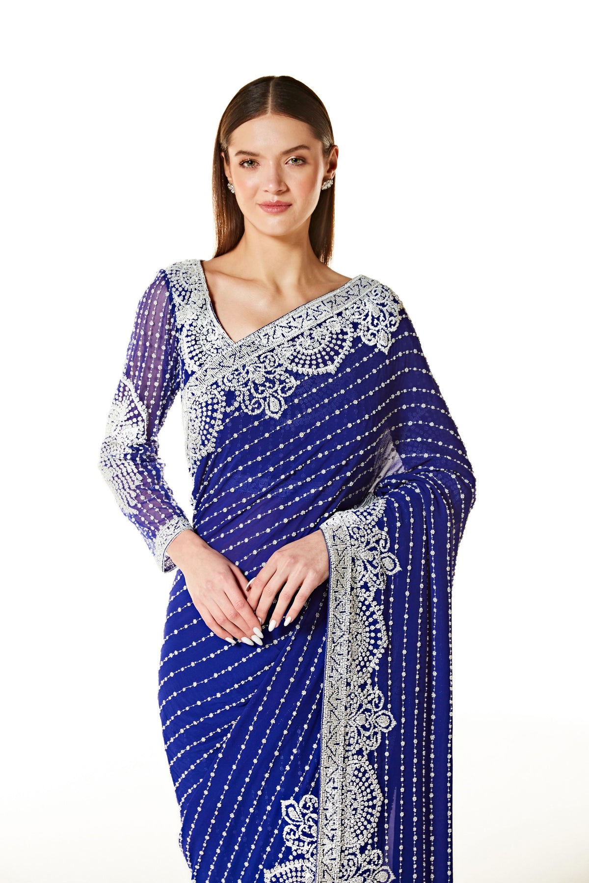 Royal Blue Zaynab Saree Set