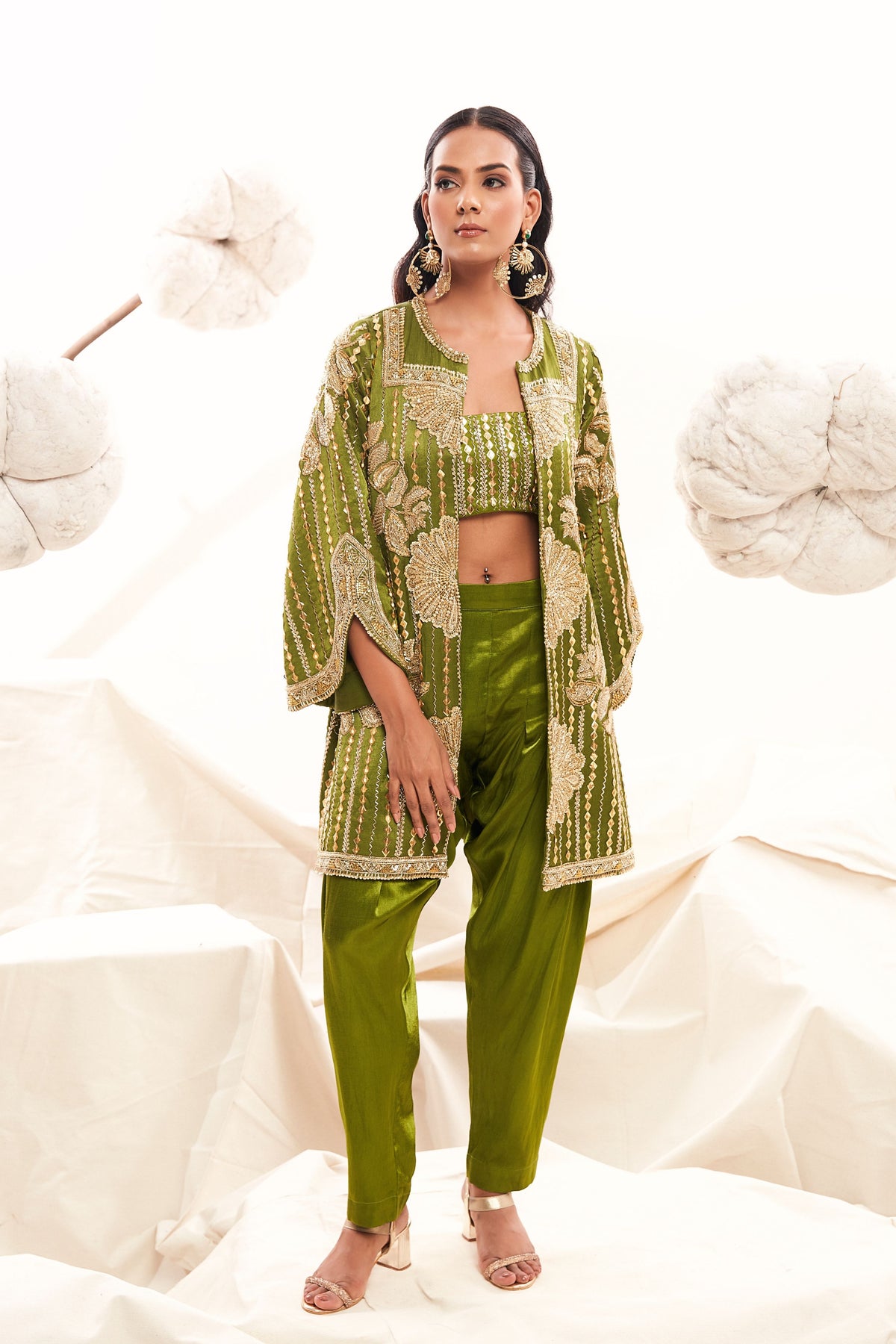 Olive Green Jacket Set
