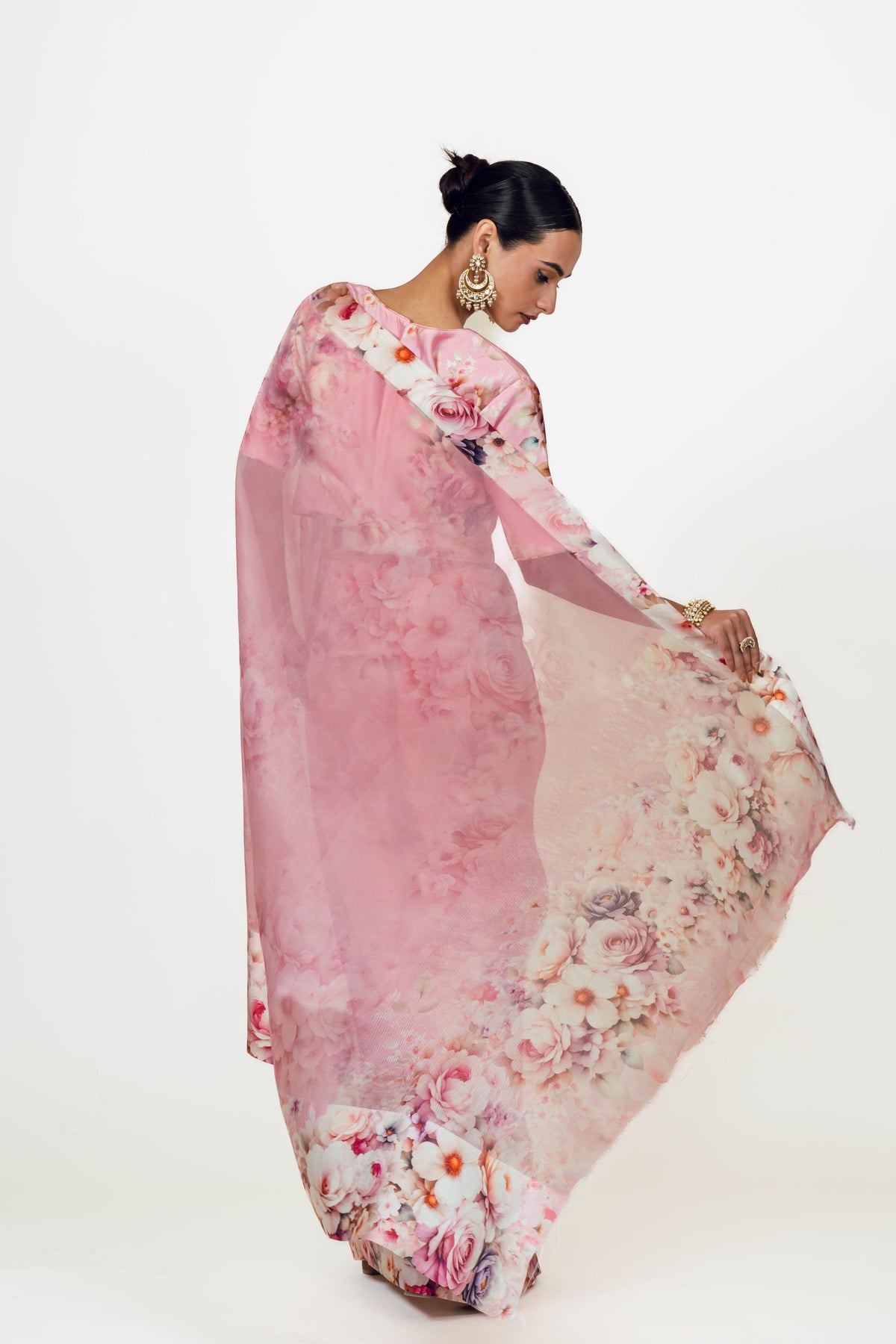 Lina Pink Organza Saree