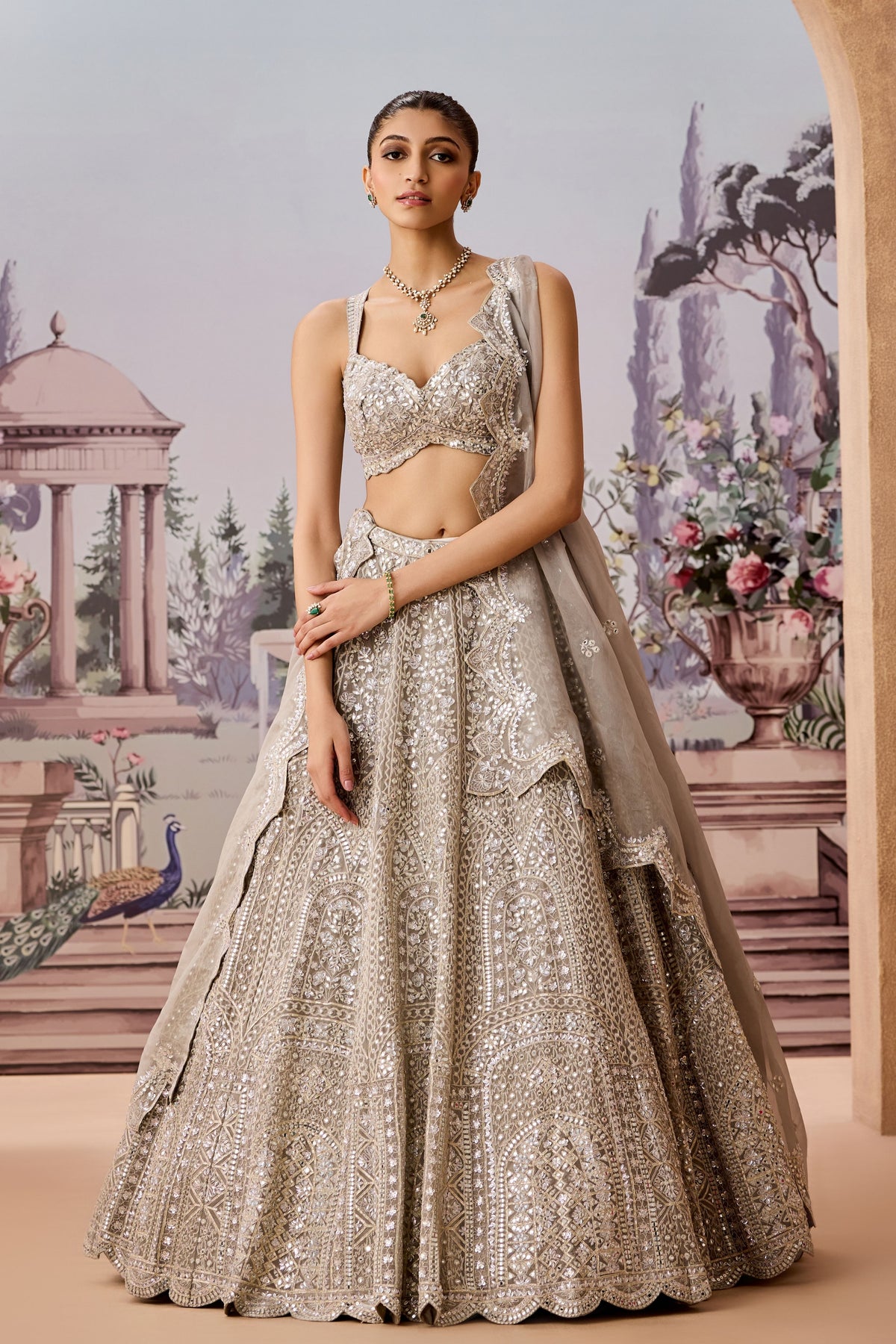 Msi Grey Heavy Dome Lehenga Set
