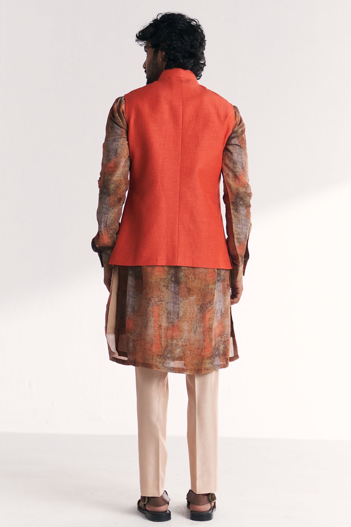 Chandan Tangerine Nehru Jacket Set