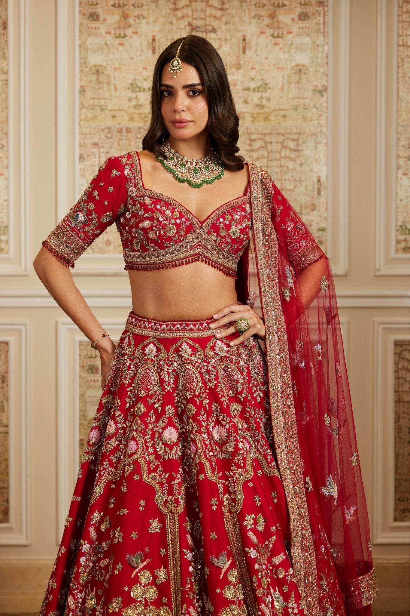 Maysa Red Lehenga Set - Roqa - Elahe
