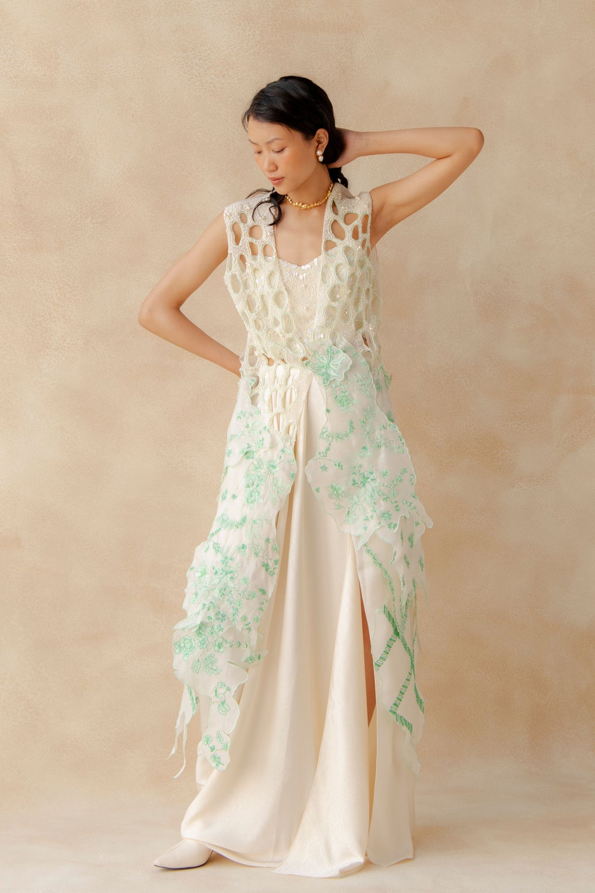 Cutwork Embroidered Overlay With Skirt