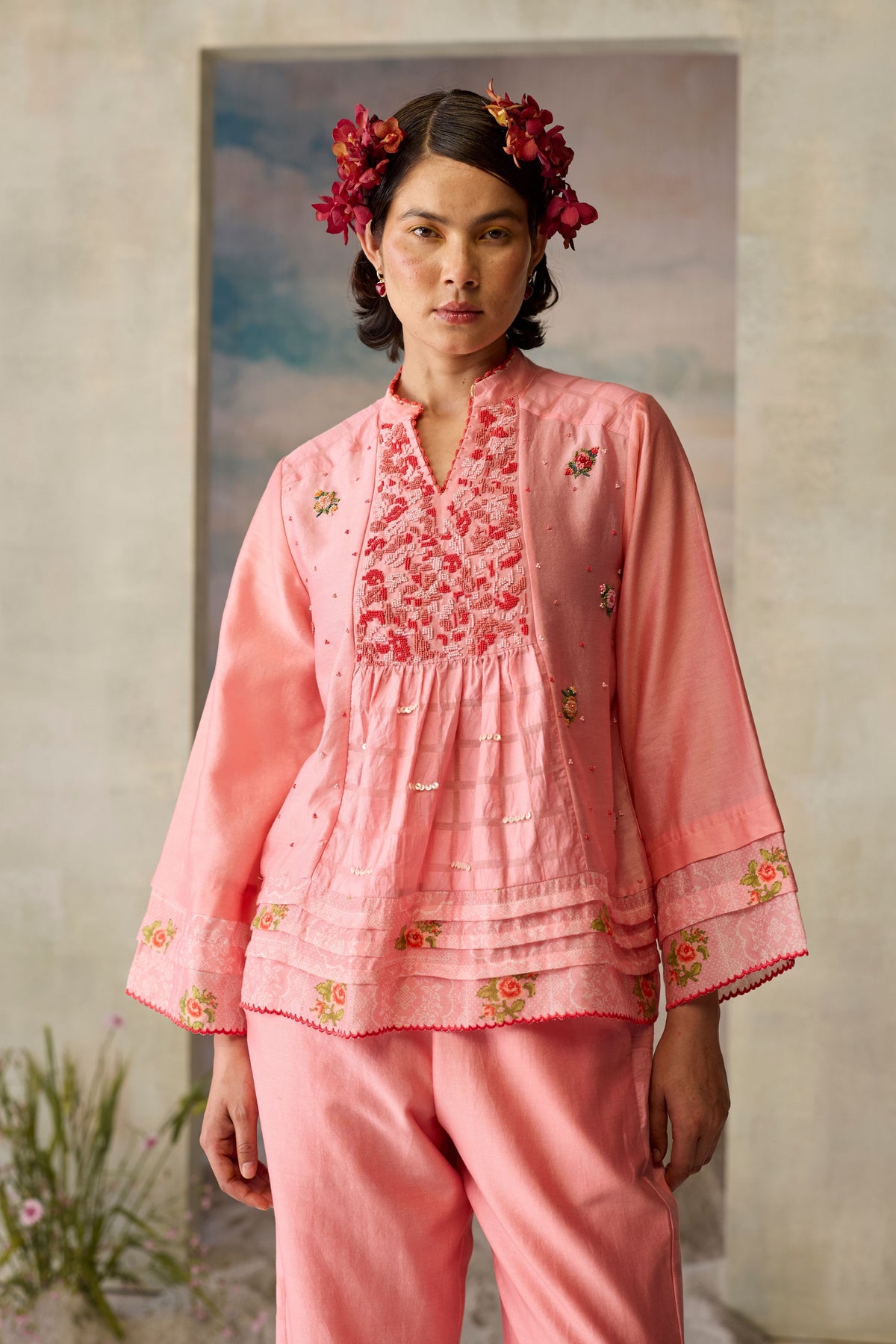 Rose Gathered Top
