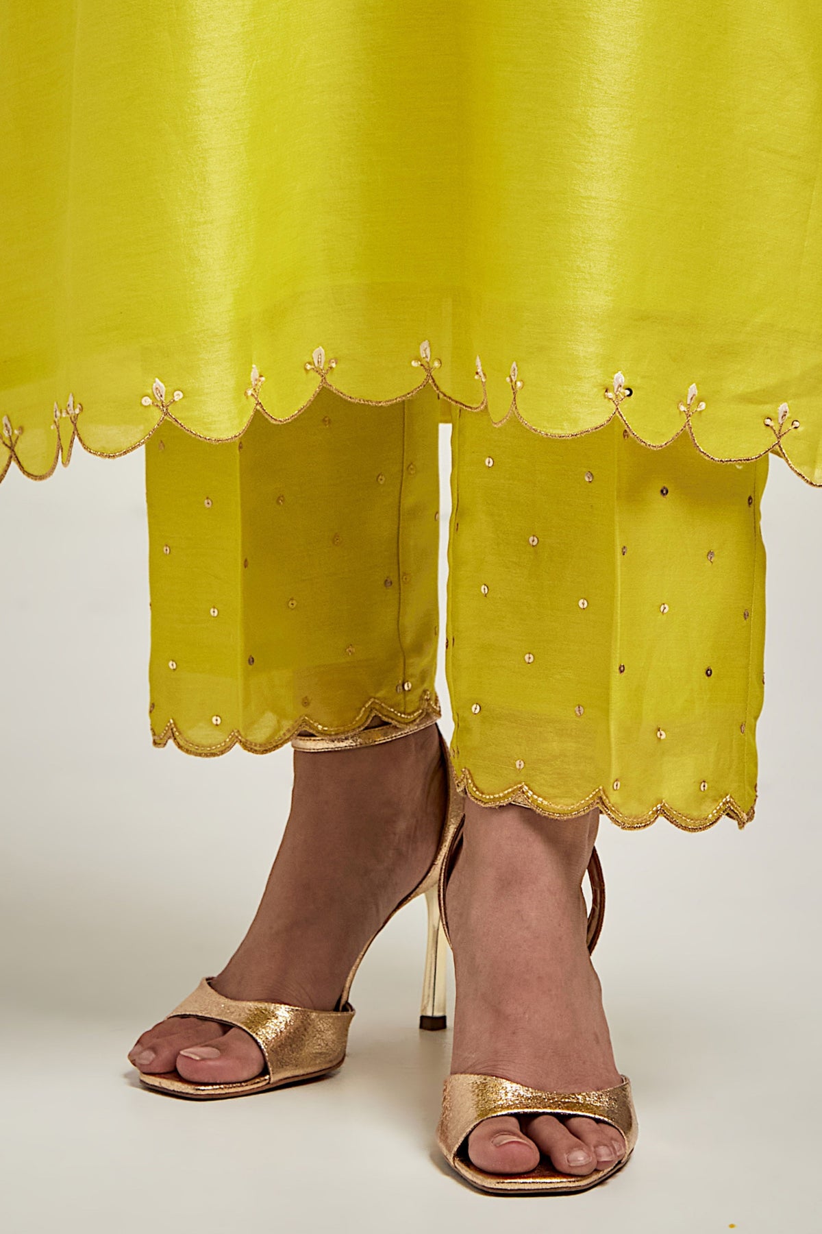 Embroidered Lime Kurta Set
