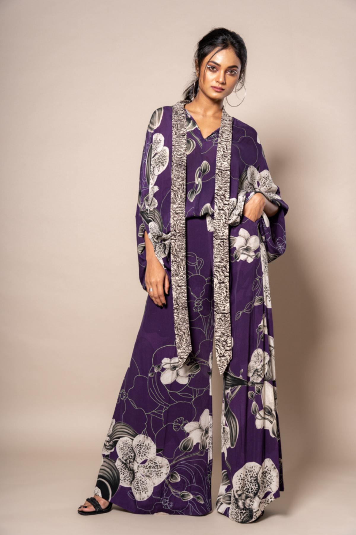 Aubergine Baloon Top With Pants