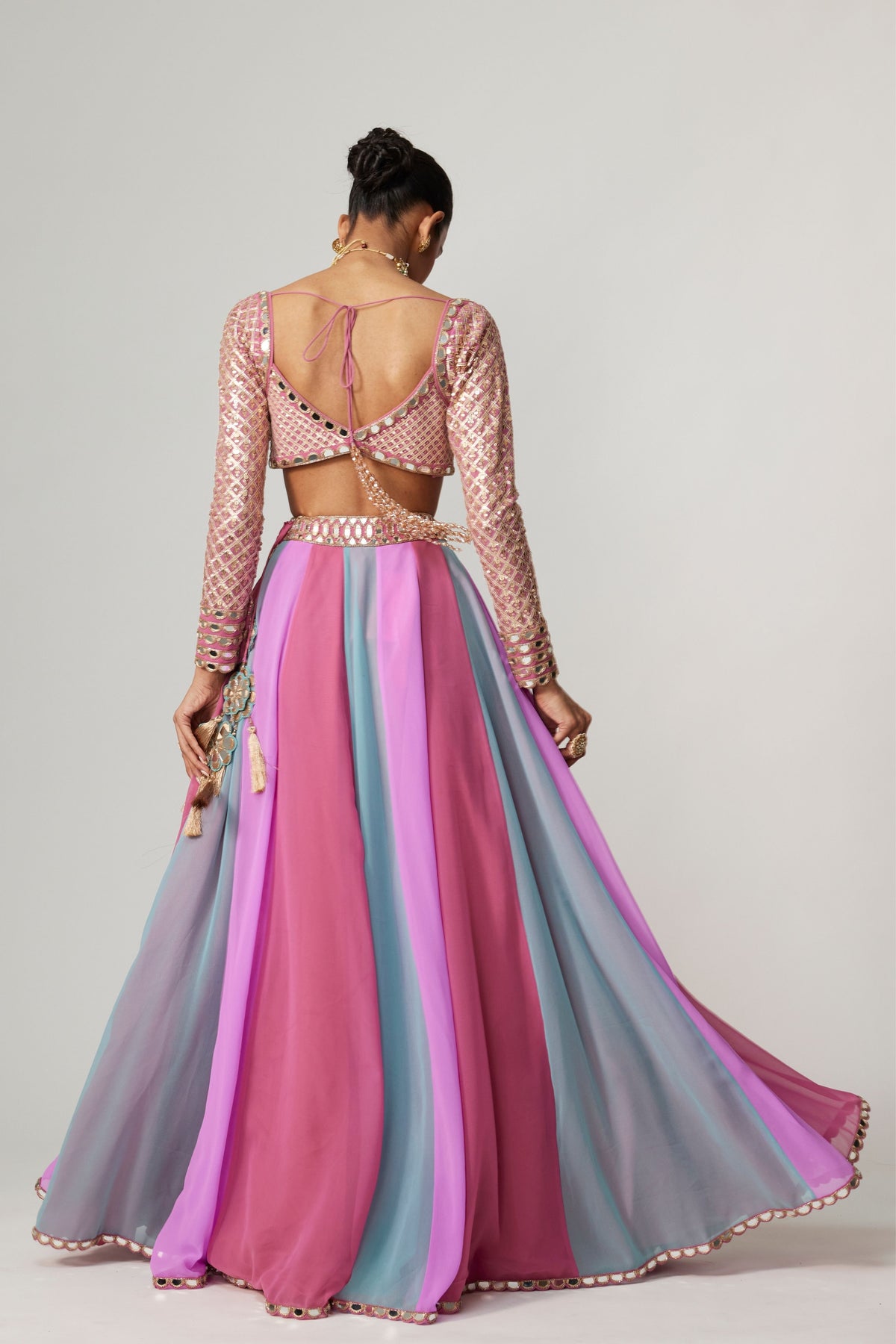 Mauve Multicolor Lehenga Pant Set