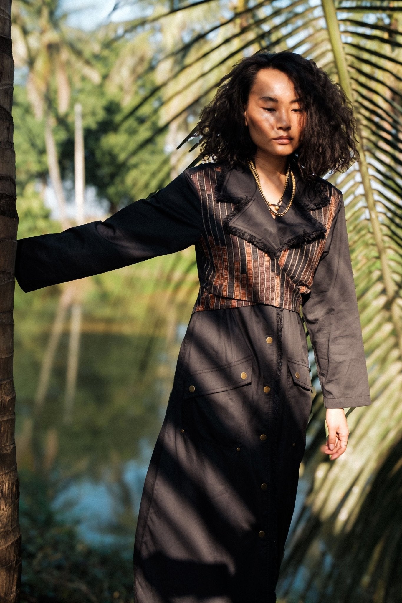 Upcycled Copenhagen Black Copper Trench - The Terra Tribe - Elahe