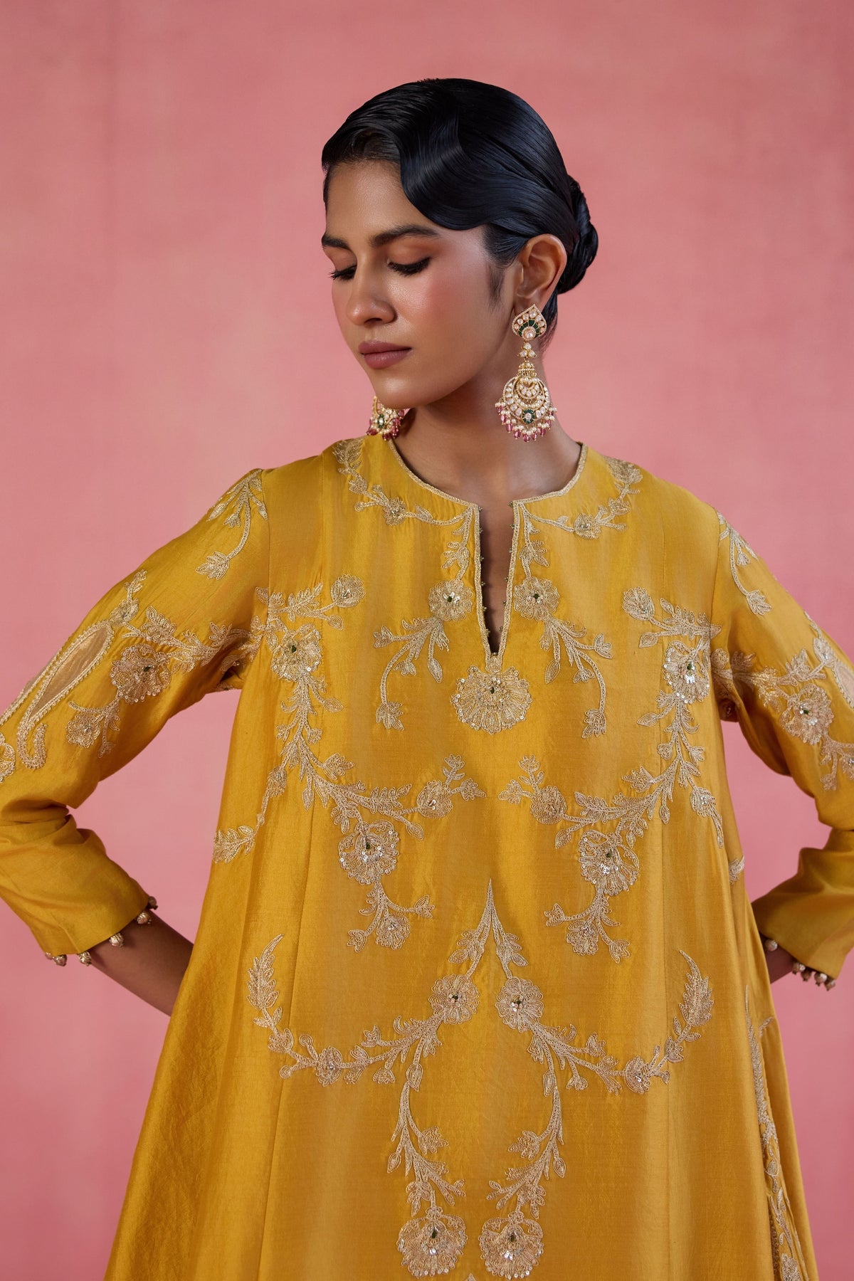 Nargis Mustard Dhoti Set