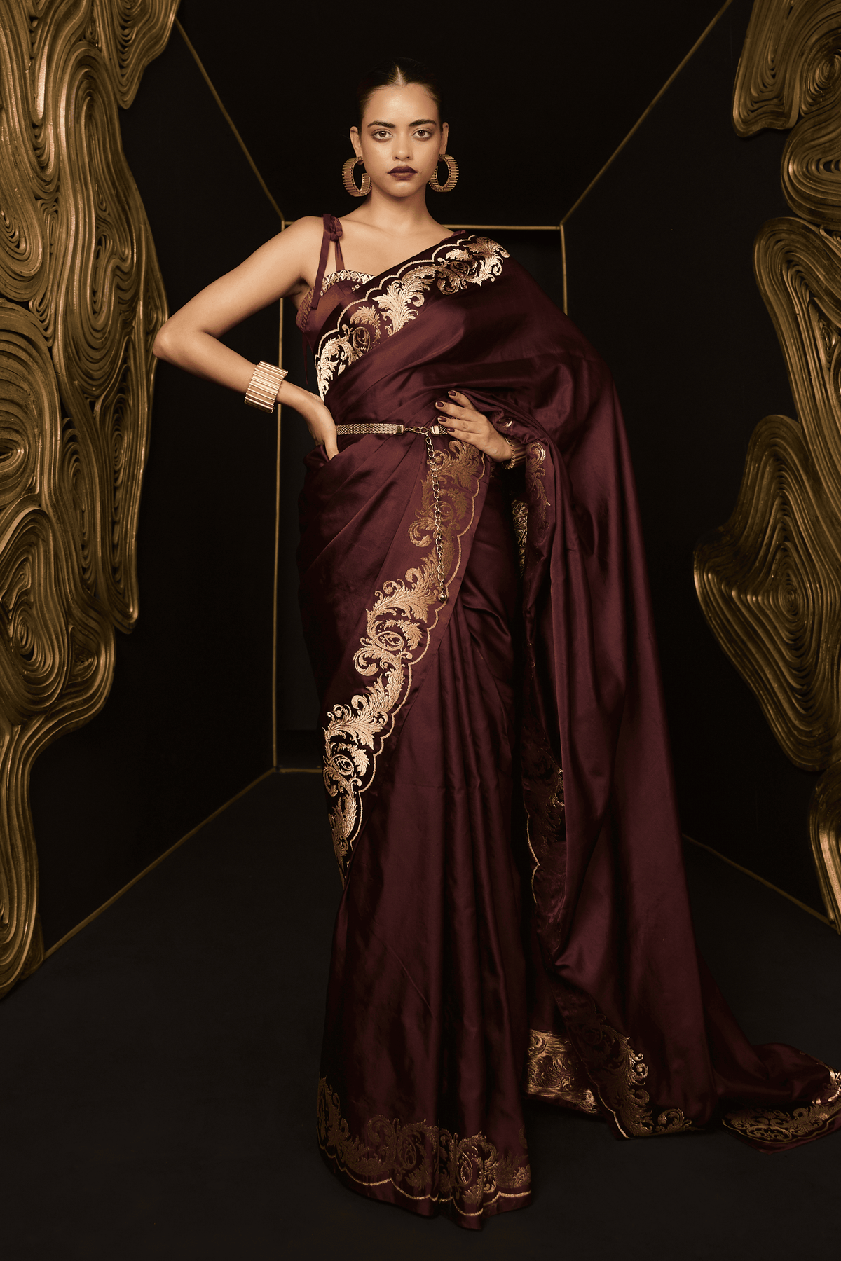 Only Yours Saree in Garnet