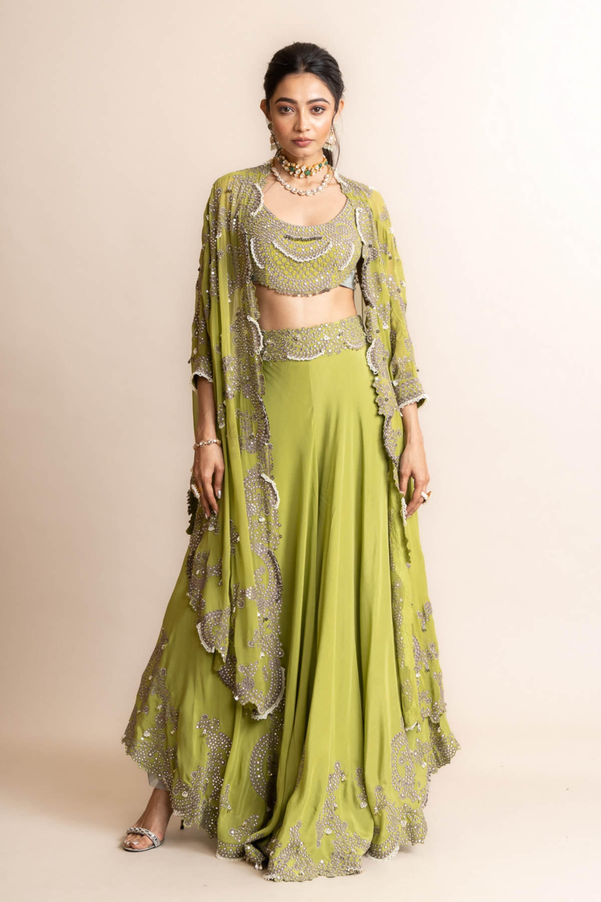 Pista Green Sharara Set