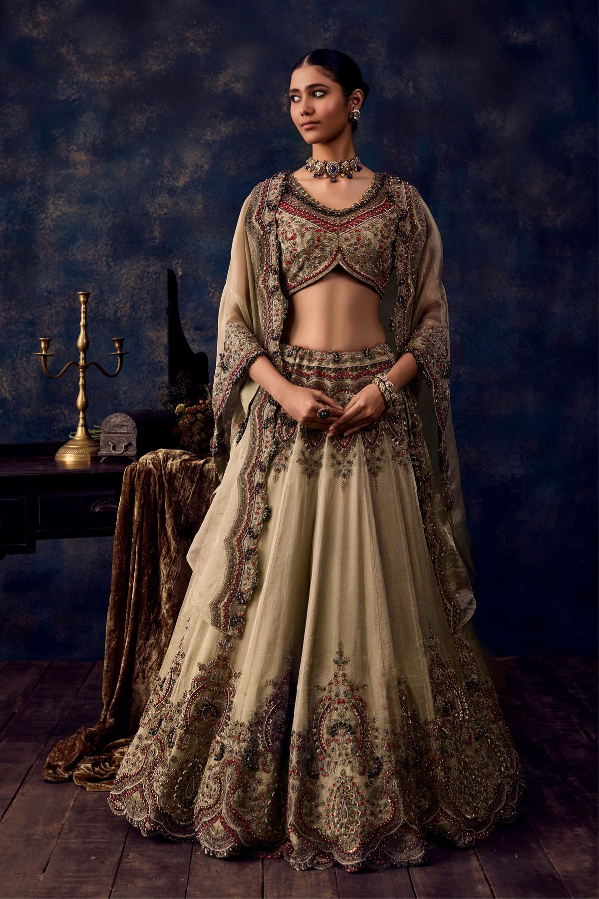Dori Thread Tissue Lehenga