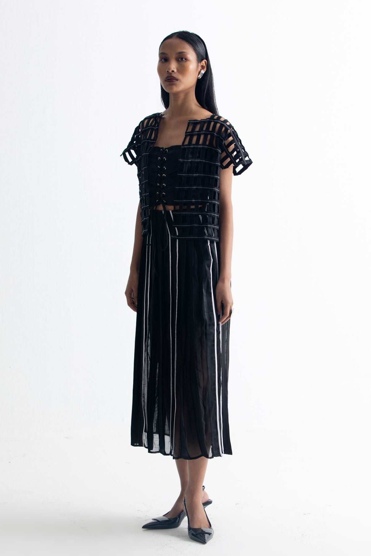 Pleated A-line Skirt