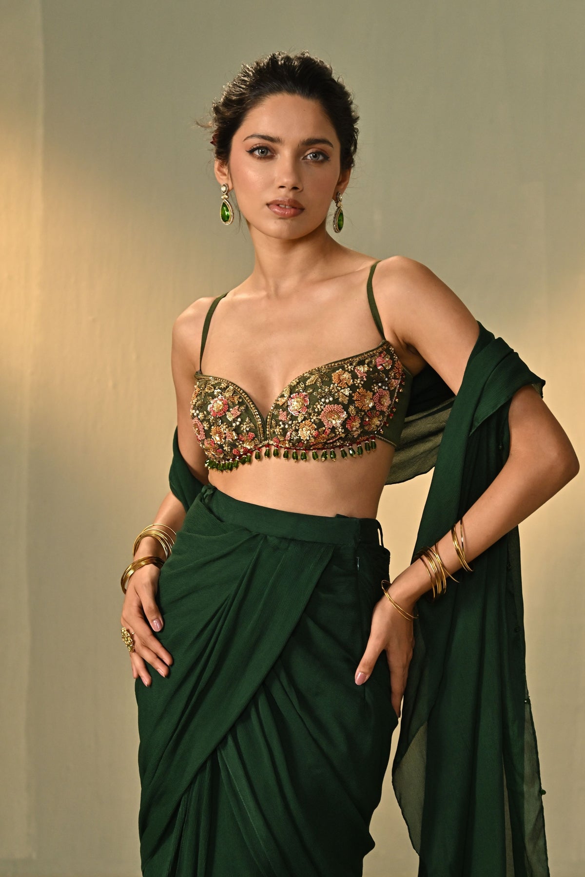 Rang Draped Saree Set
