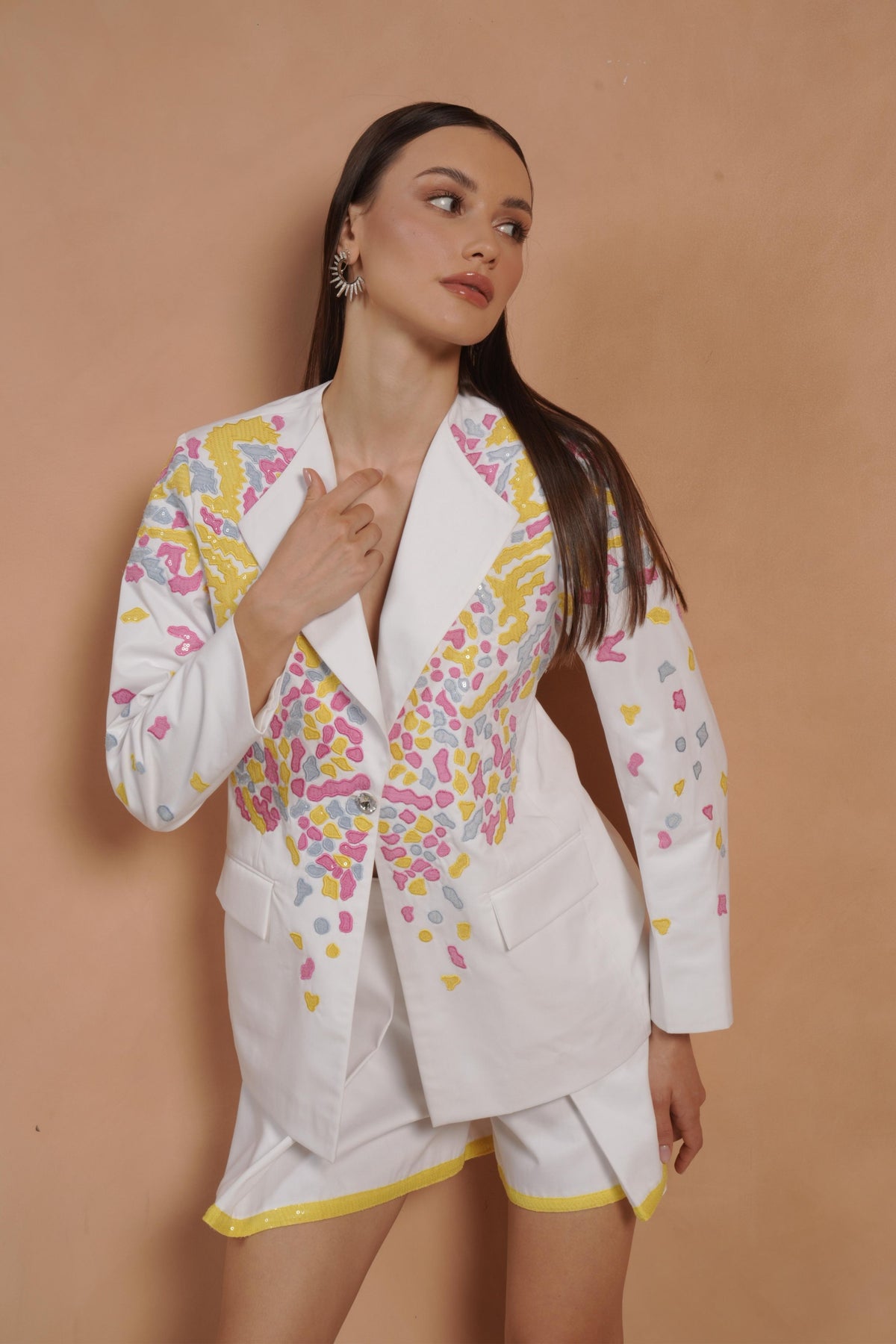 Multi Color Applique Blazer Set