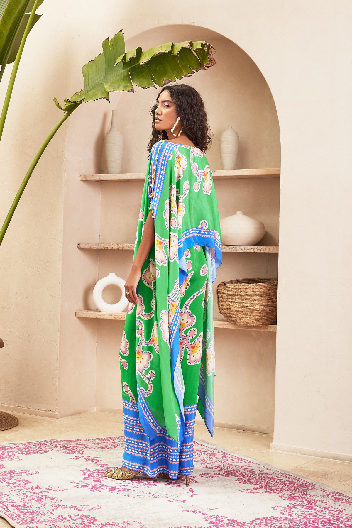 Aster Green Kaftan Top Set