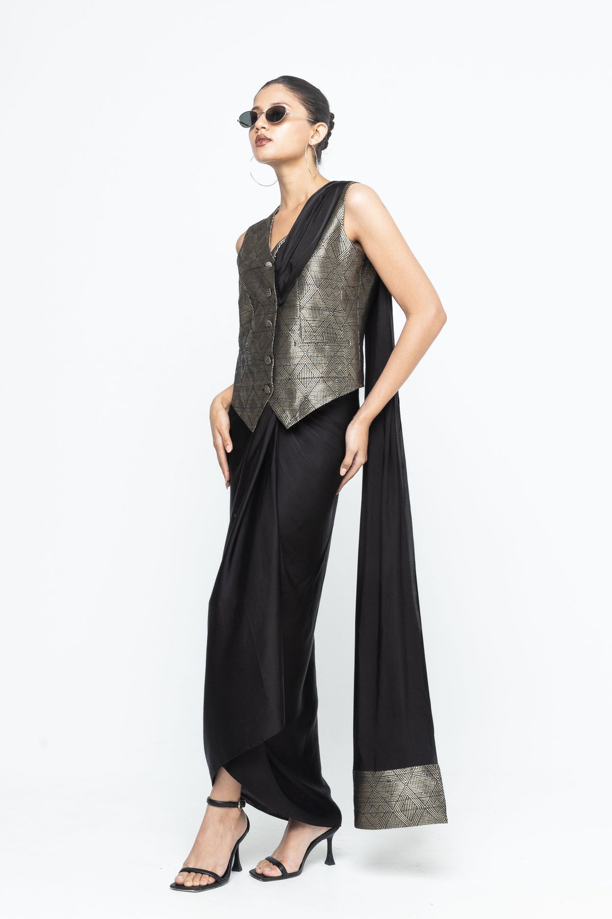 Kiara Statement Black Waistcoat Set