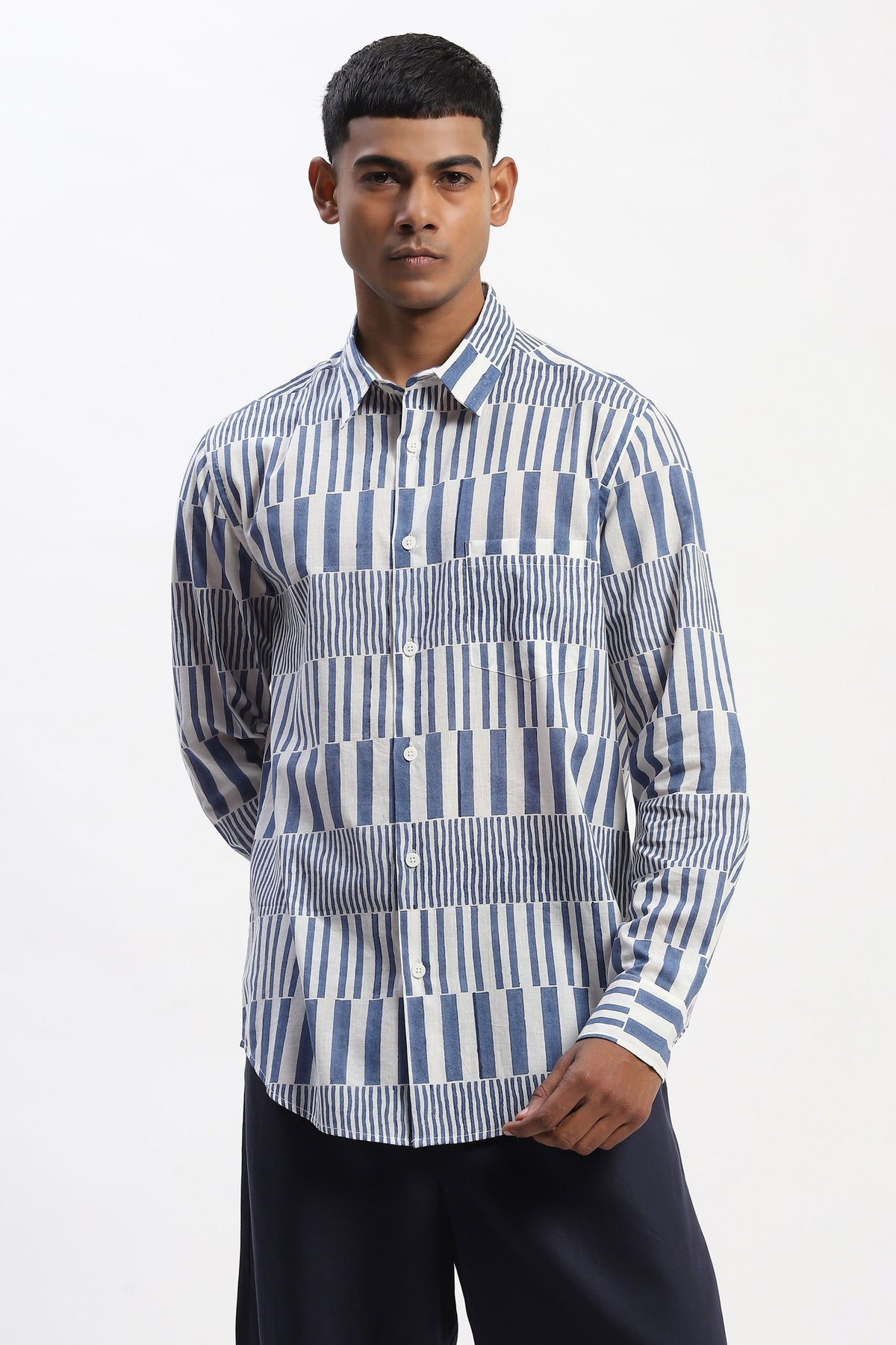 Hand Block Printed Stripes Shirt