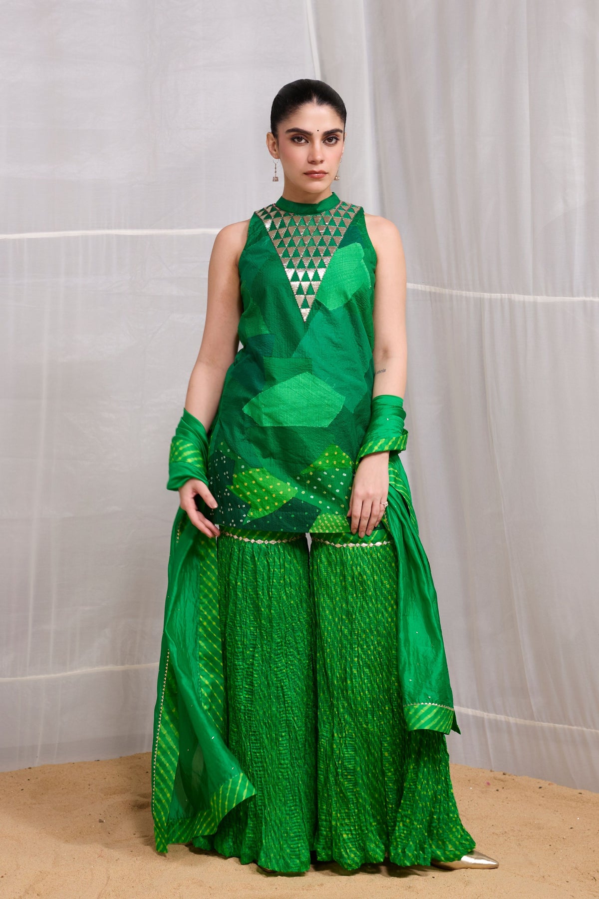 Green Dhora Garara Set