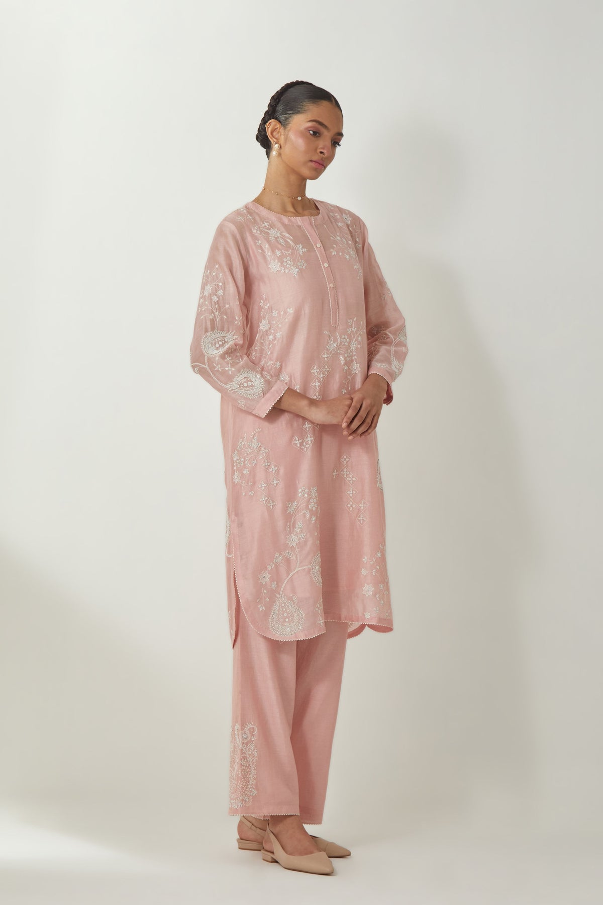 Pink Sequins Kurta Set