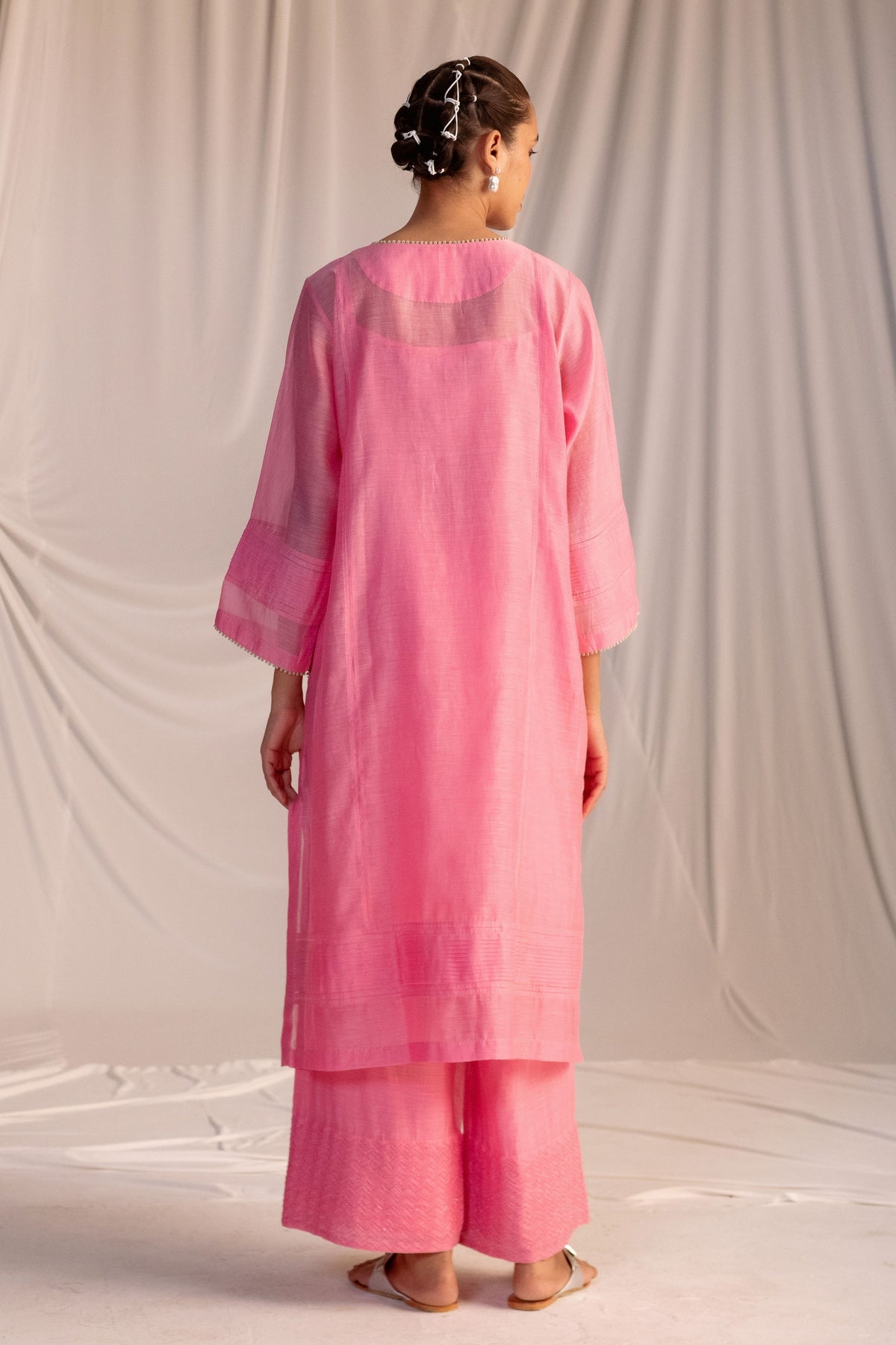 Pink Hand Embroidered Tunic Set