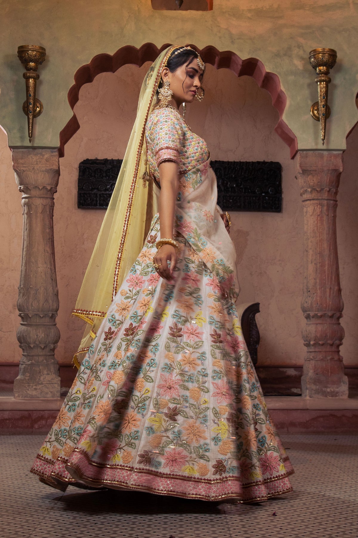 Ivory Embroidered Lehenga Set
