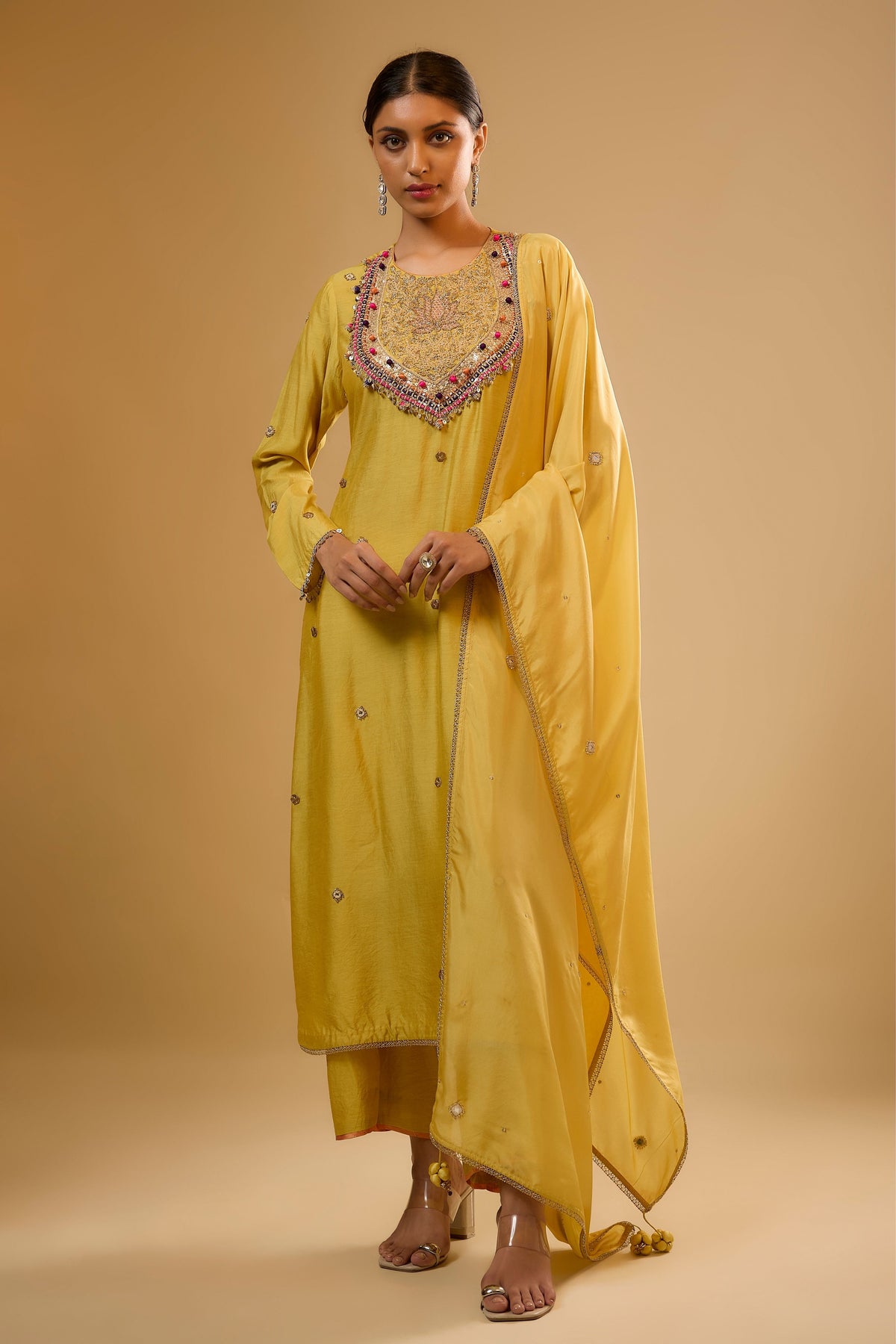 Lotus Yoke Yellow Kurta Set