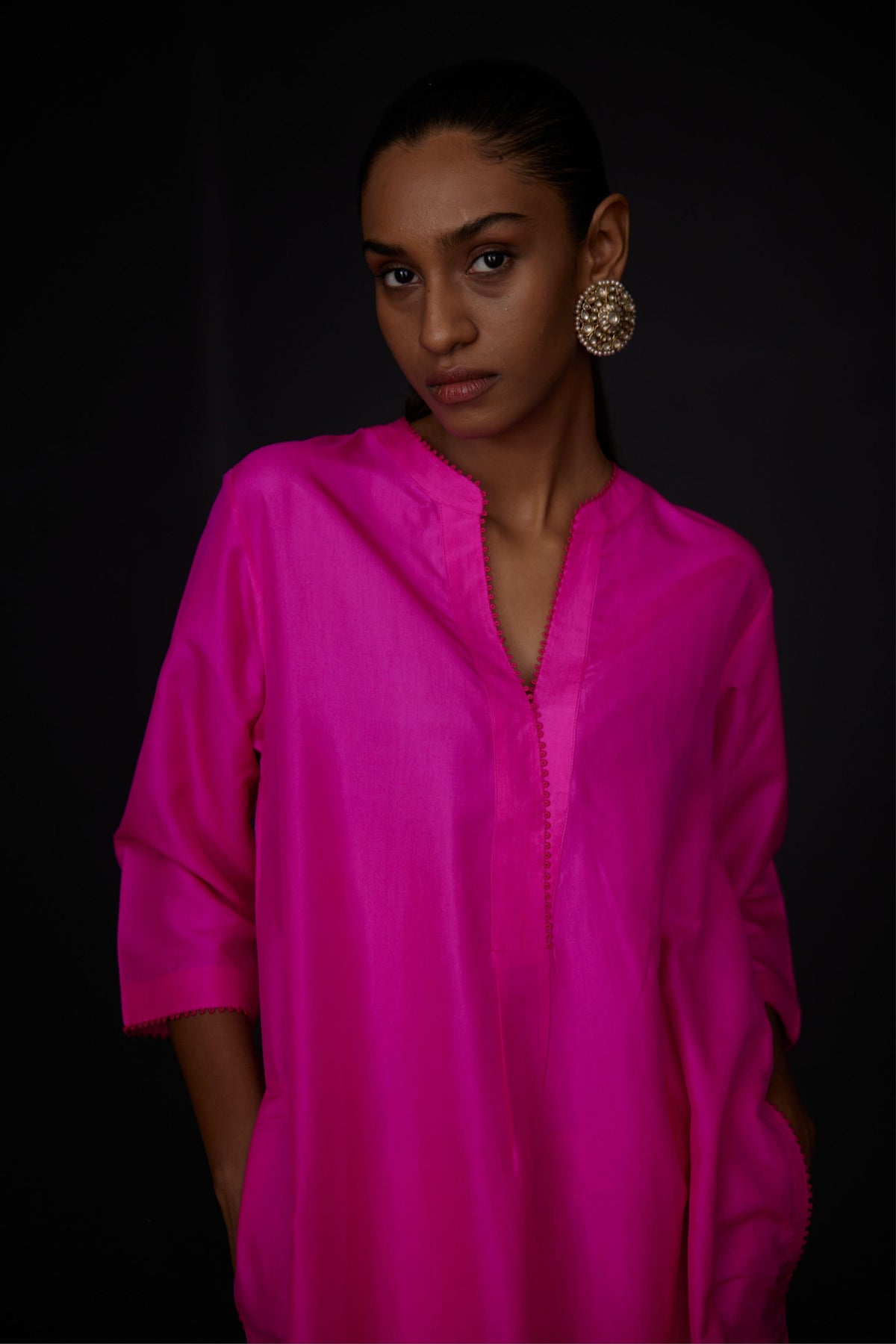 Pink Embroidered Tunic Set