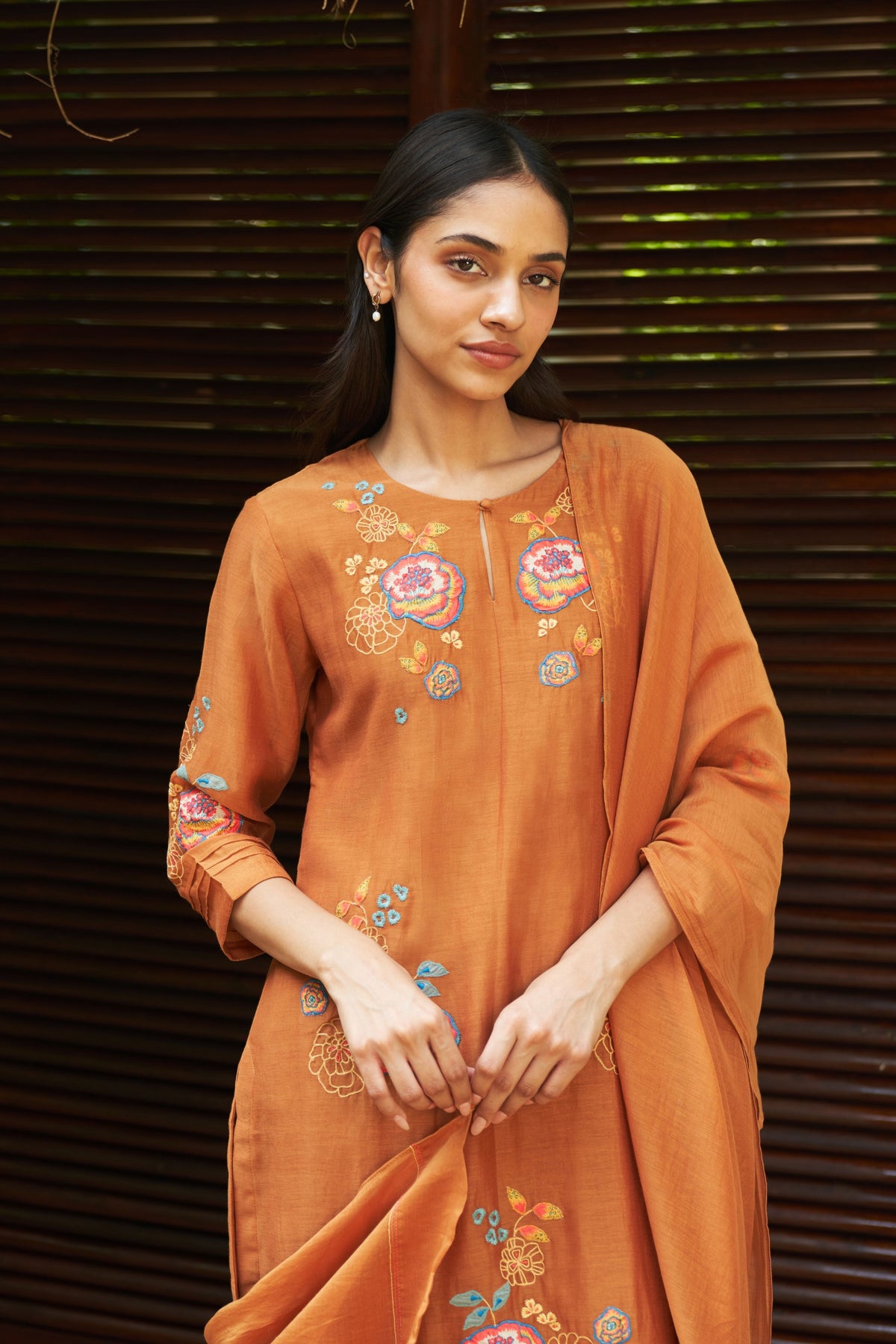 Marigold Floral Embroidery Kurta Set