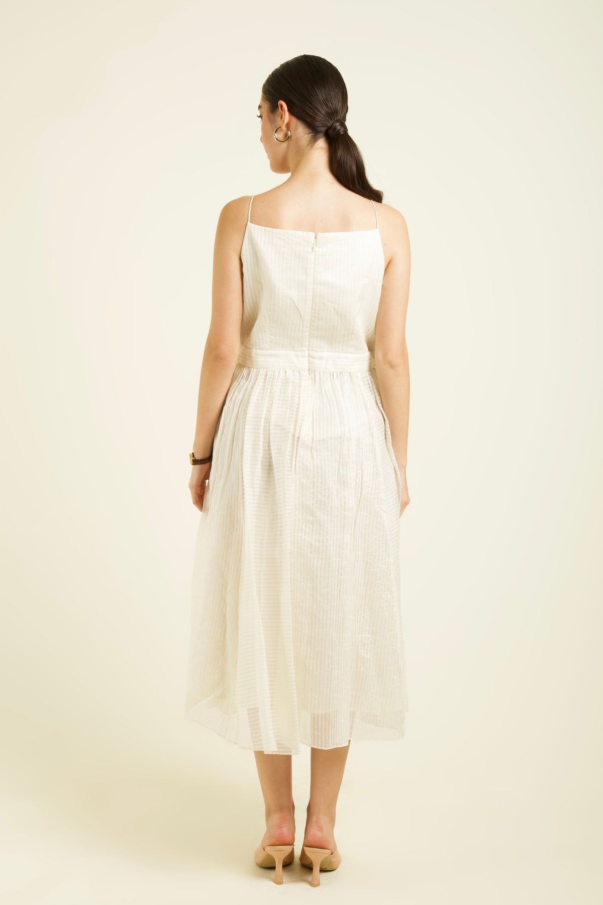 Ivory Stripe Organza Dress
