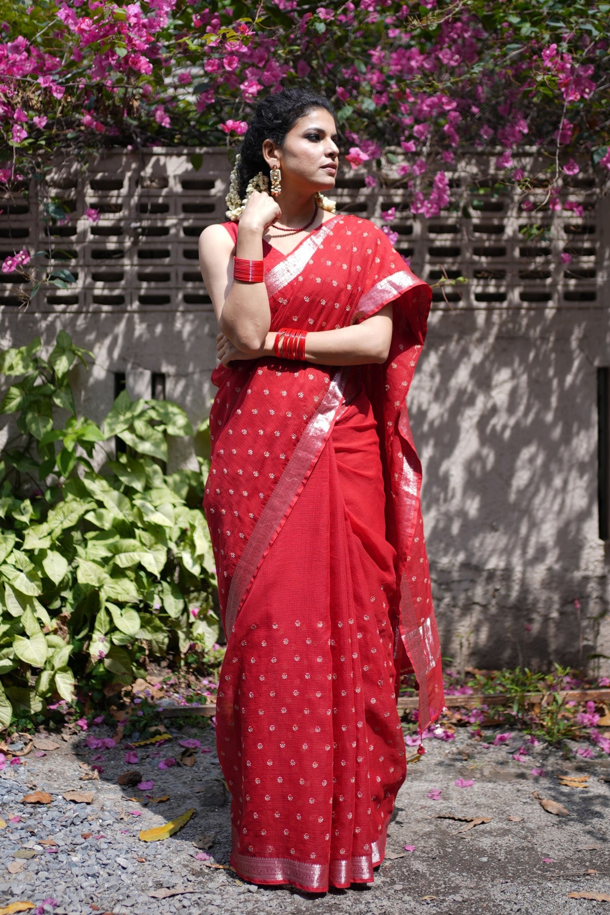 Ridhi Shimmering Heritage Red Saree