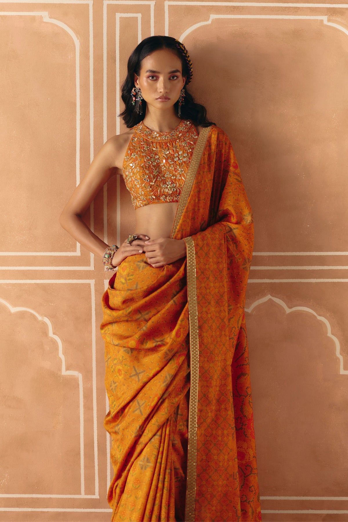 Burnt Orange Saree Set