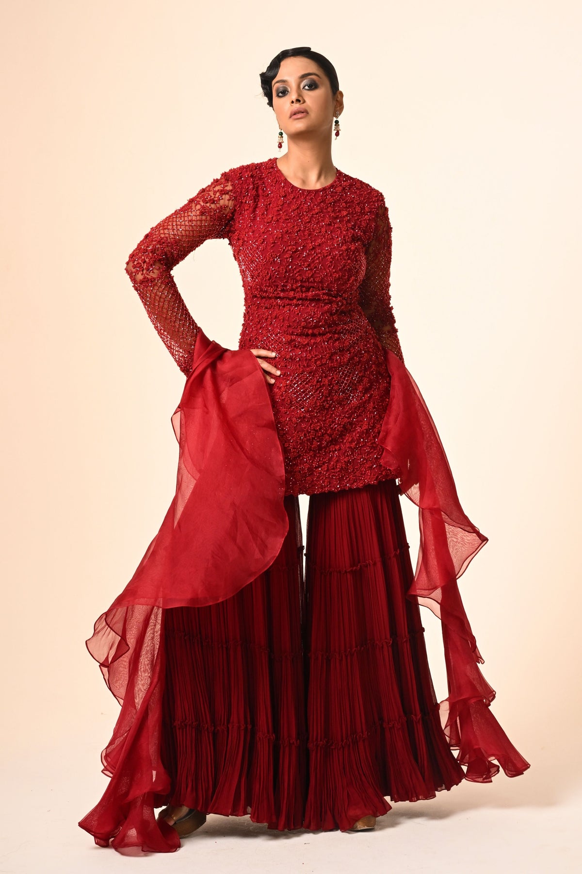 Floral Jaal Sharara Set