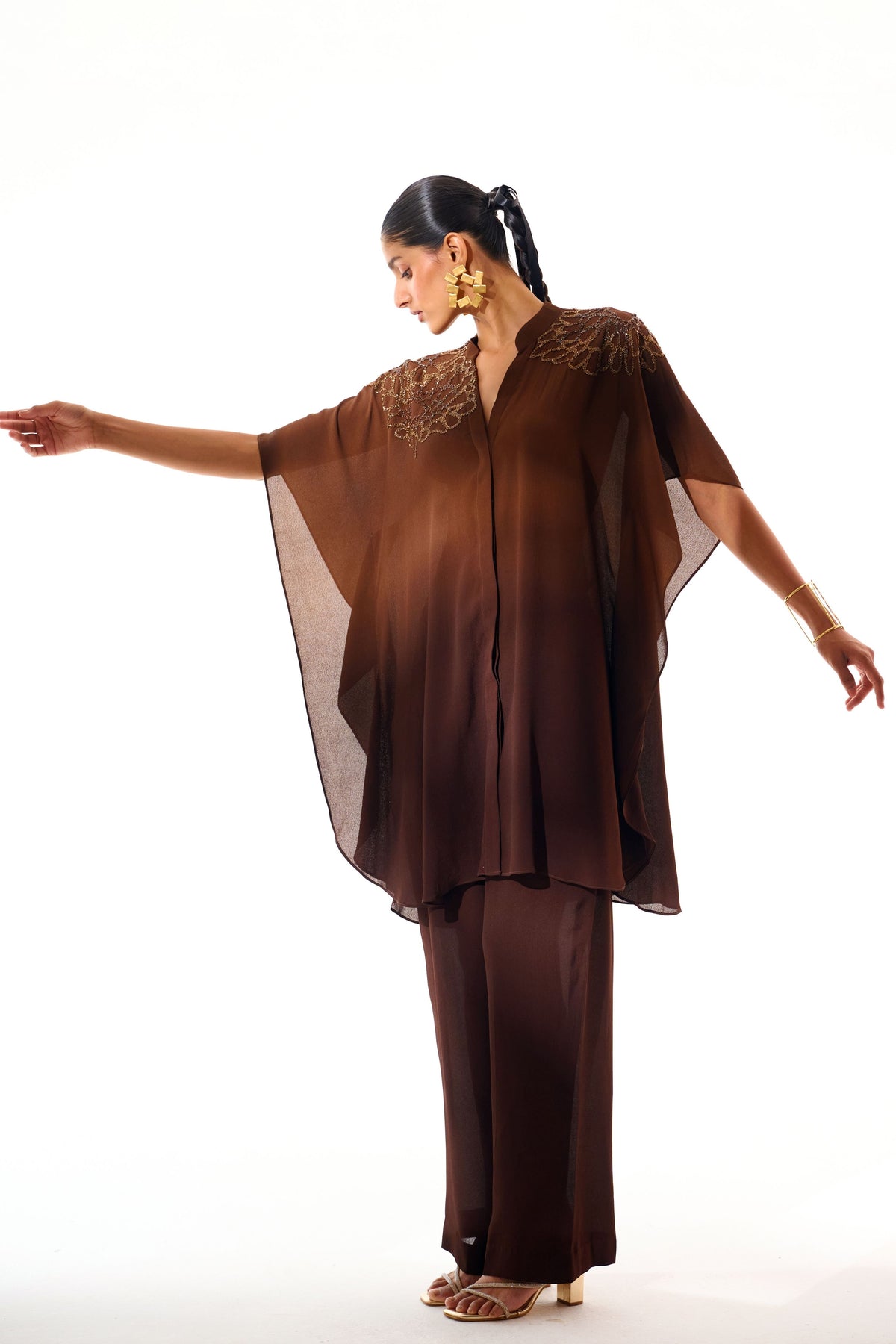 Brown Sapphire Kaftan Set