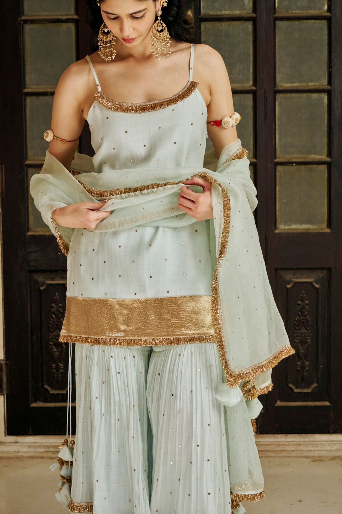 Seafoam Spaghetti Sharara Set