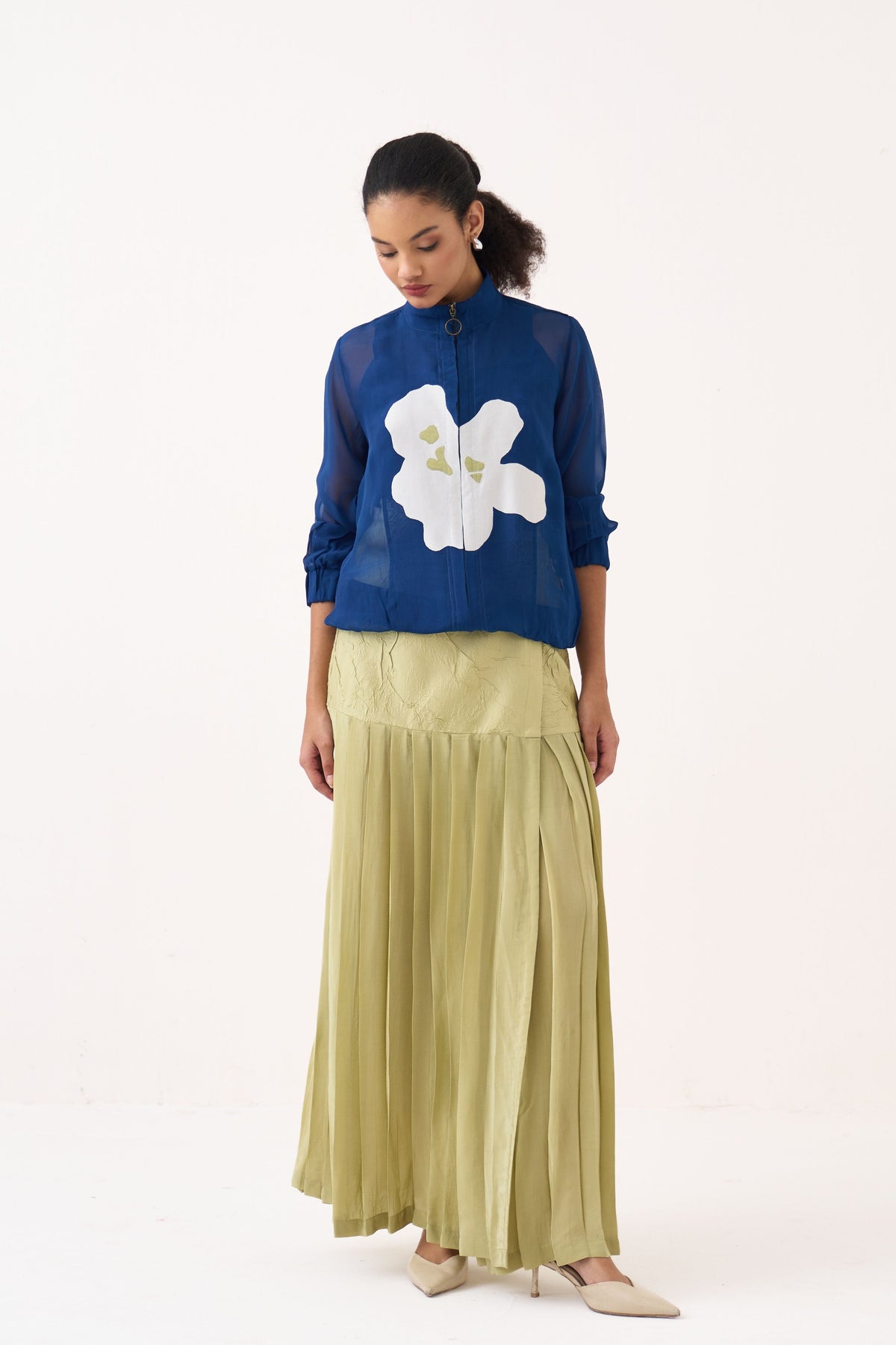 Overlap Pleated Skirt